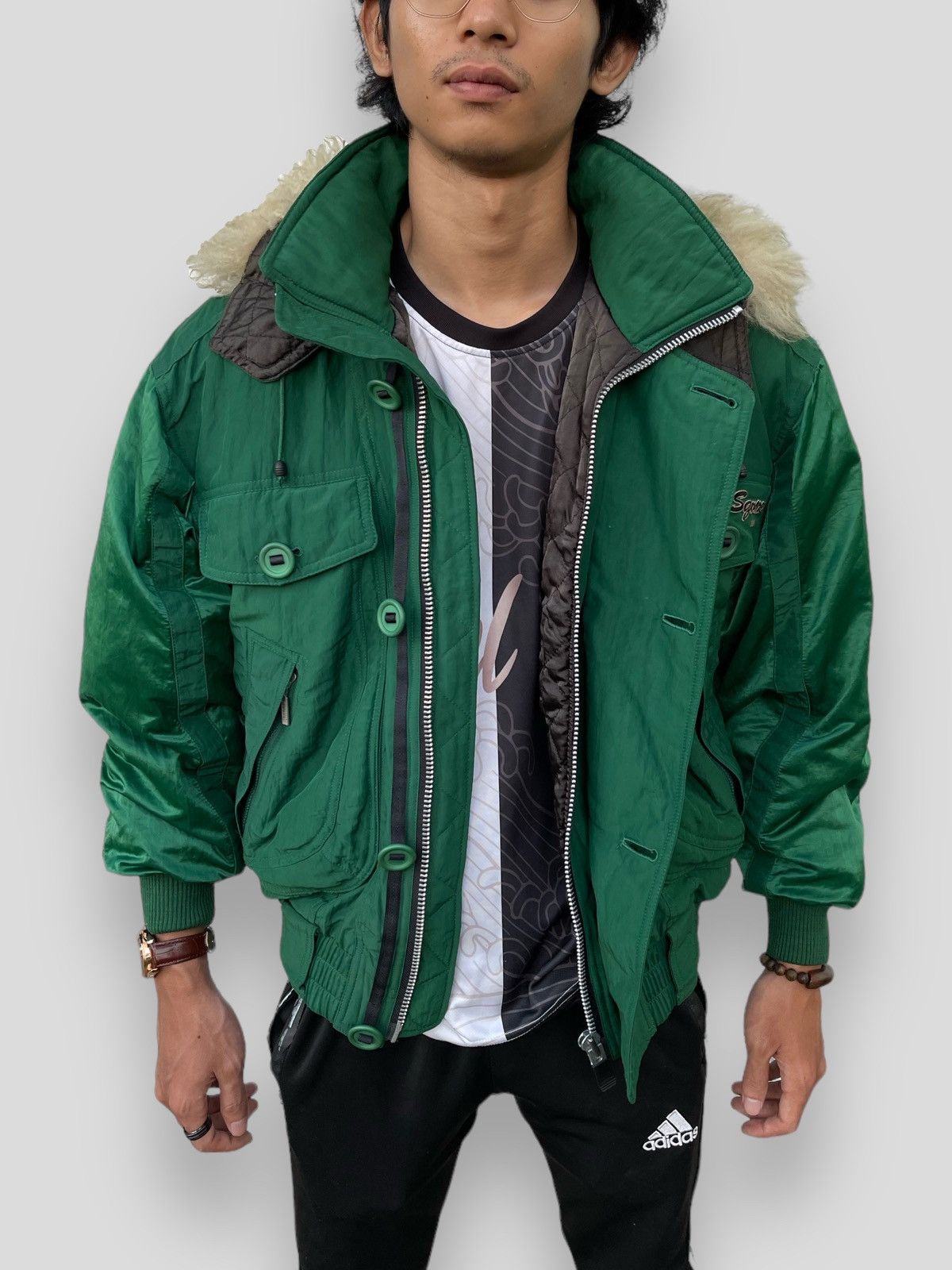 Yamaha 🔥Vintage Yamaha Fur Hoodie Bomber Jacket Size US L / EU 52-54 / 3 - 2 Thumbnail