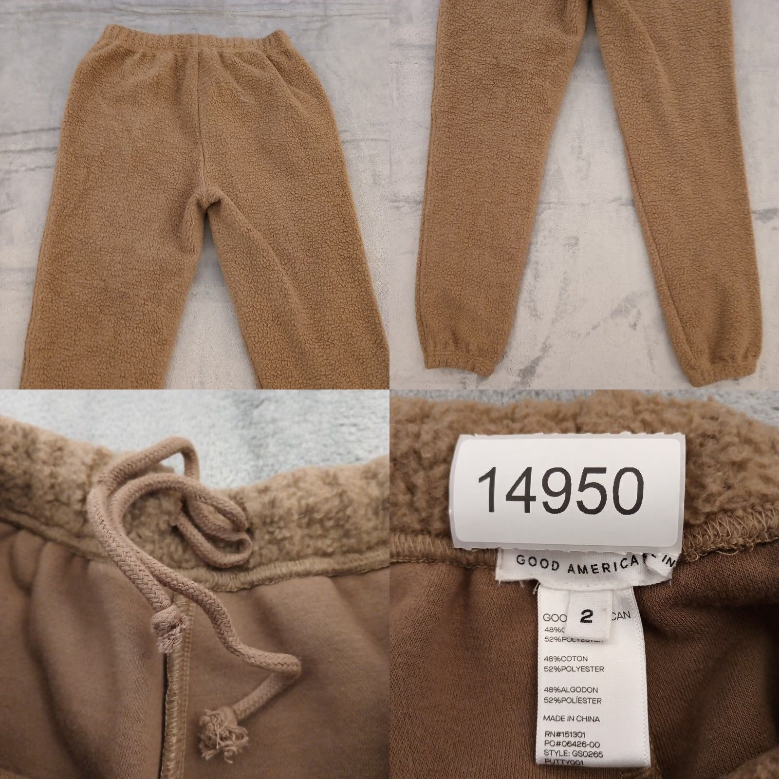 Vintage Good American Jogger Sweatpants Womens Size 2 Brown 30x30 High Rise Elastic Waist Pockets Tapered Inseam 30 in Cotton Blend Fleece Pants Size 26" / US 2 / IT 38 - 8 Thumbnail