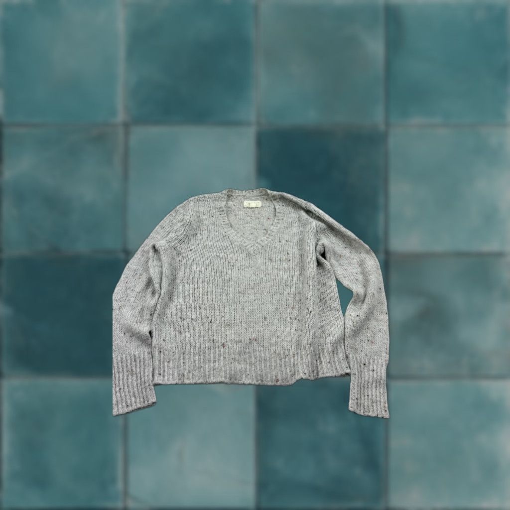 Vintage Evys Tree The Michelle V Neck Wool Blend Speckled ET1002T Sweater Womens Large Gray V-Neck Long Sleeve Raglan Knit Pullover Size L / US 10 / IT 46 - 1 Thumbnail