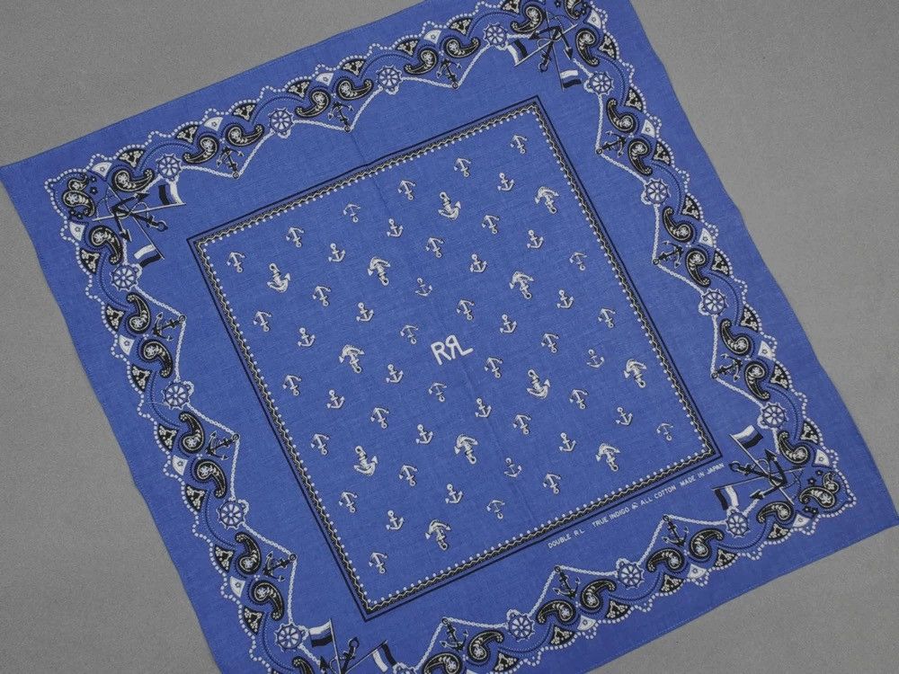 RRL Ralph Lauren RRL INDIGO Bandana COTTON Scarf handkerchief Size ONE SIZE - 4 Thumbnail