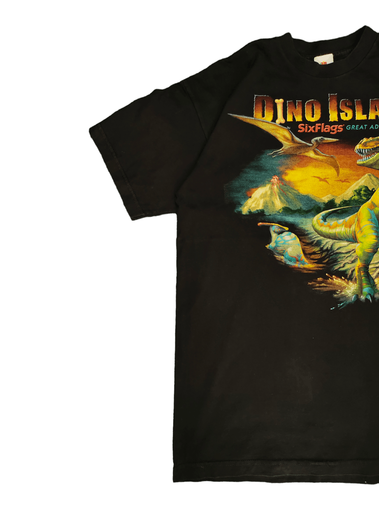 Vintage Vintage 90s Dino Island SixFlags Great Adventure T-Shirt Size US L / EU 52-54 / 3 - 6 Thumbnail