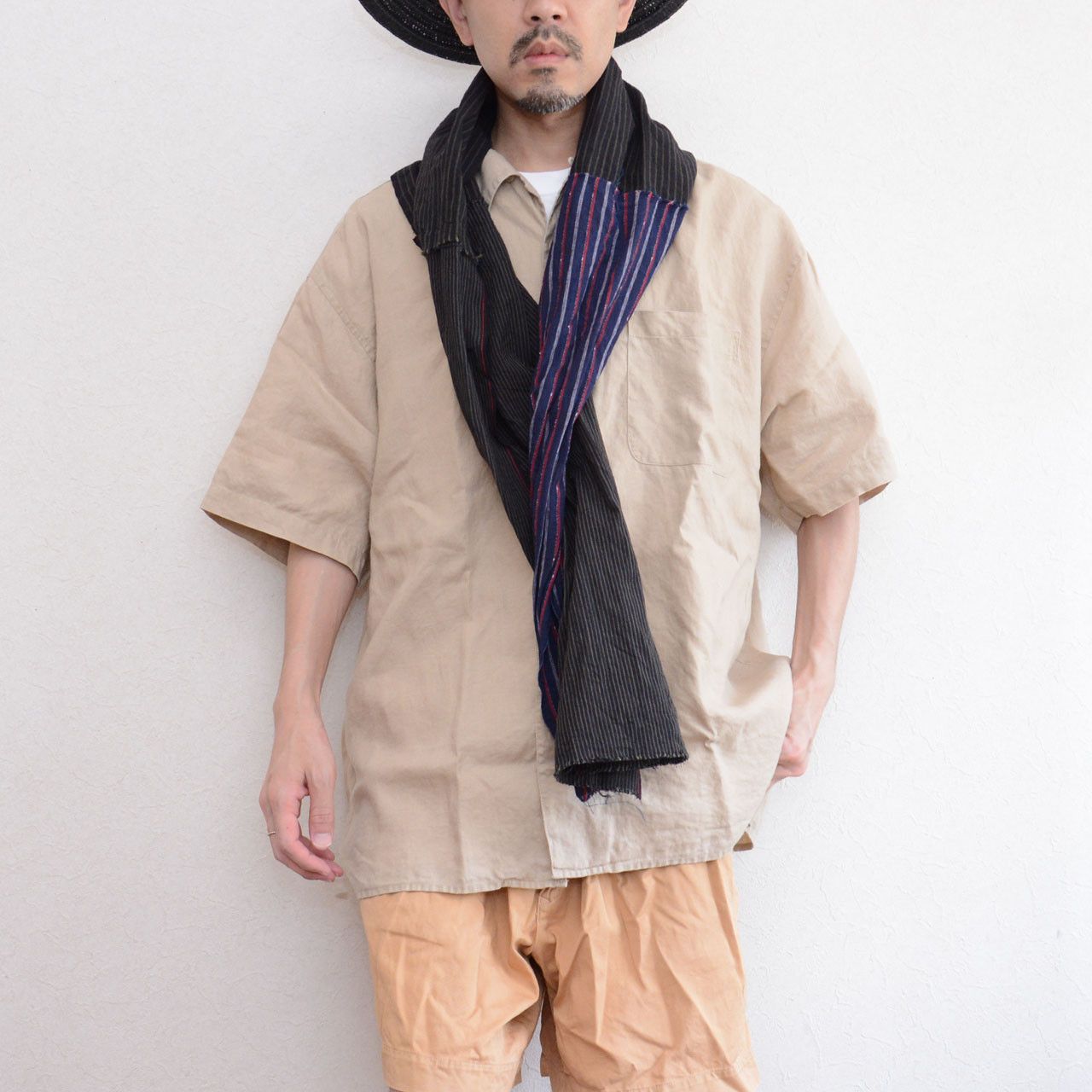 Other Vintage Japanese Cotton Patchwork Stole Stripe Hand Stitched Size ONE SIZE - 11 Thumbnail