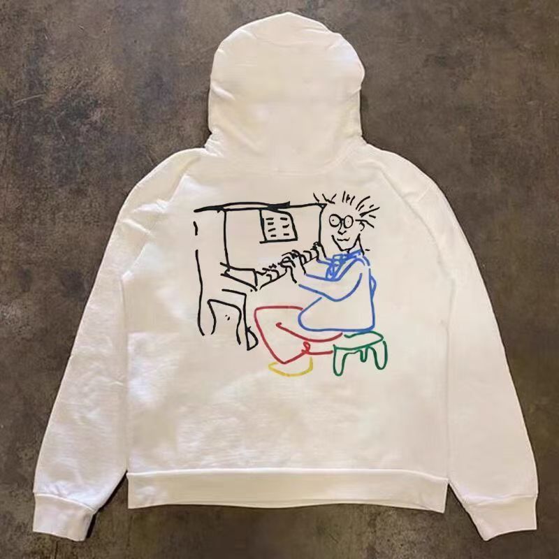 Japanese Brand Casual retro piano print loose hoodie Size US M / EU 48-50 / 2 - 1 Thumbnail