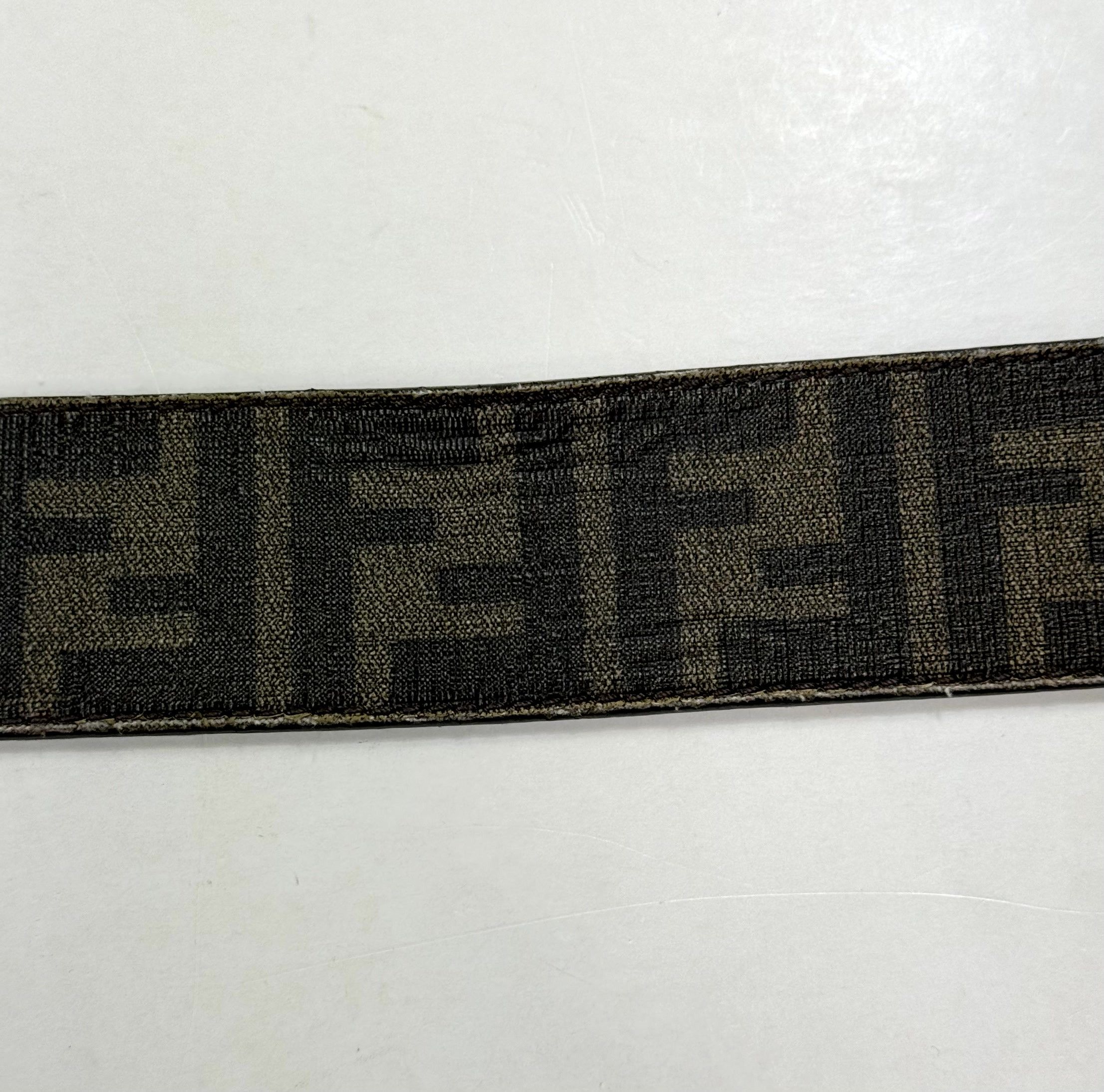 Fendi Fendi Brown Monogram Zucca FF Logo Leather Belt Size 95/38 Size ONE SIZE - 8 Thumbnail