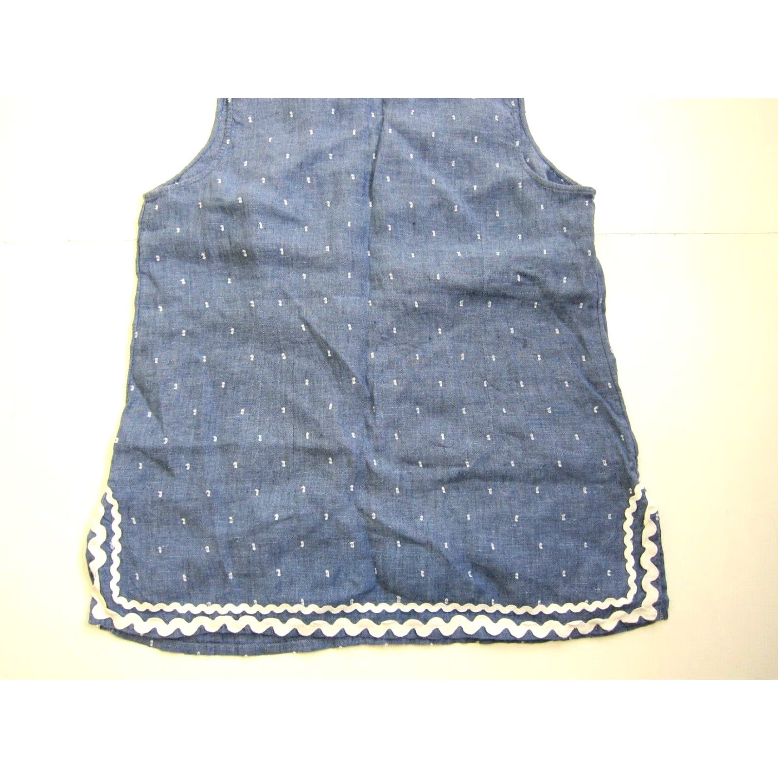 Charter Club Charter Club Blouse Sleeveless Tunic 100% Linen Blue White Embroidered Large Womens Size L / US 10 / IT 46 - 6 Thumbnail