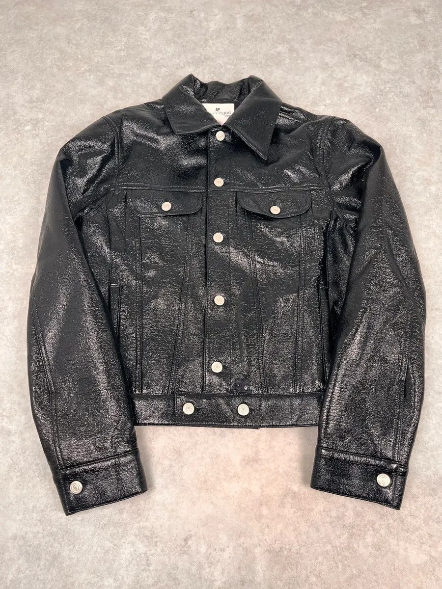 Courreges Courreges Black Vinyl Leather Trucker Jacket Size M / US 6-8 / IT 42-44 - 1 Thumbnail