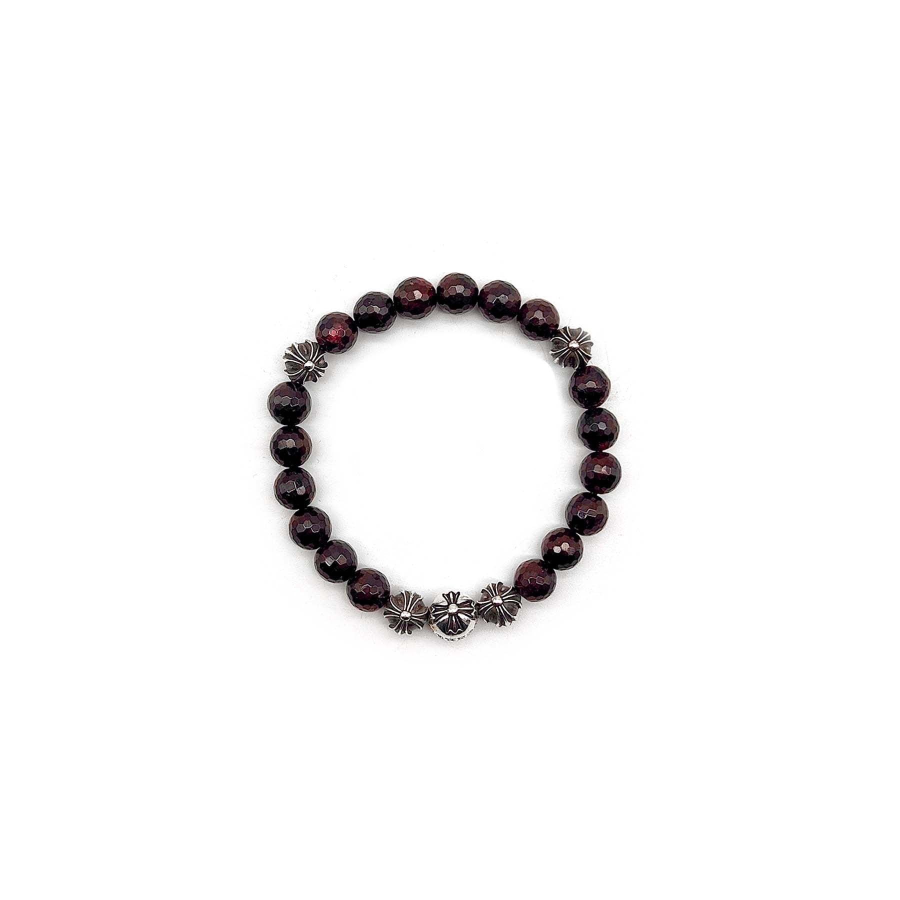 Chrome Hearts Chrome Hearts 8mm Garnet 5 Silver Bracelet Size ONE SIZE - 1 Thumbnail