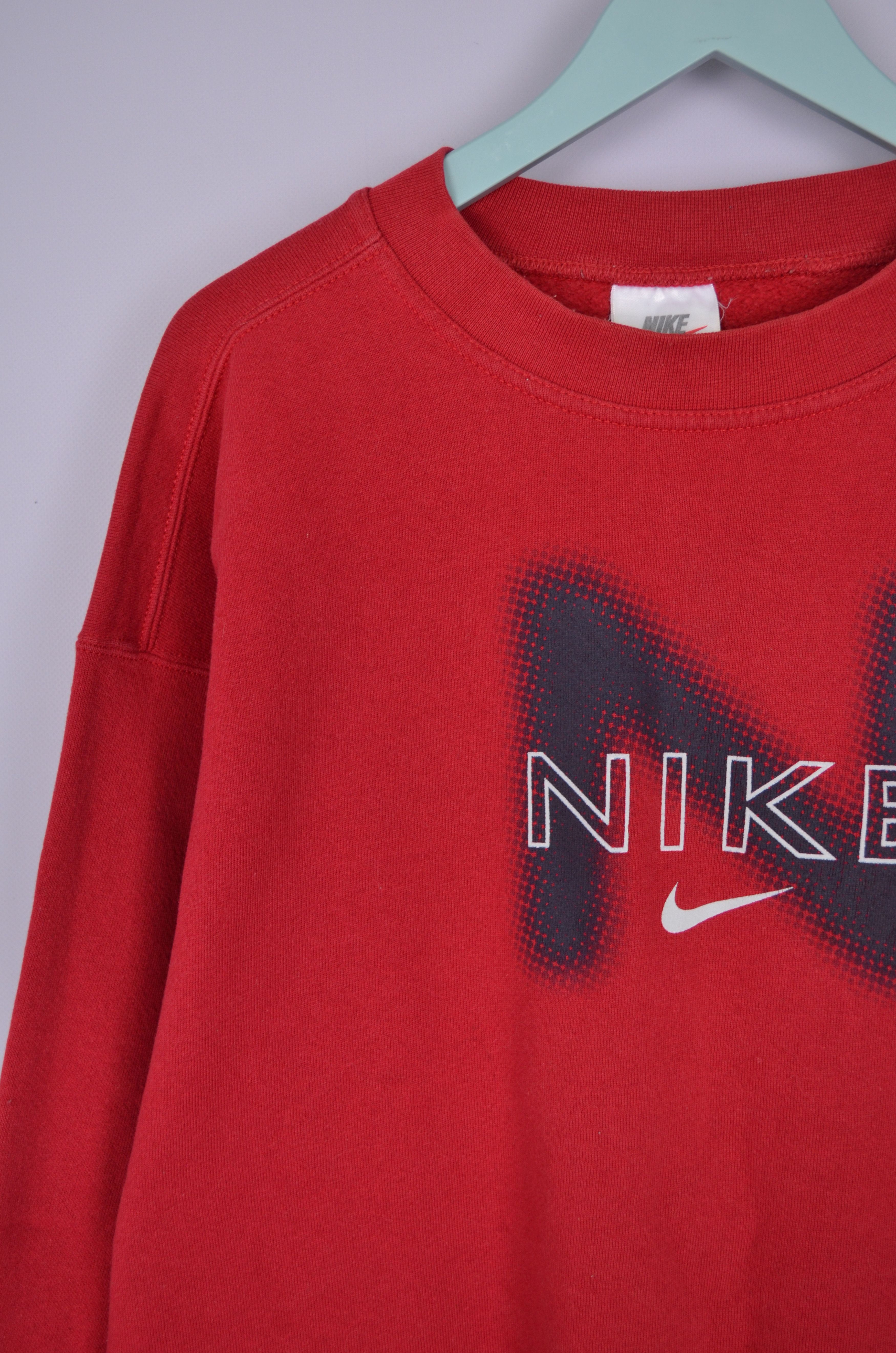 Designer × Nike × Vintage Nike Big Logo Sweatshirt Red Size L Vintage Made in USA 90s Size US L / EU 52-54 / 3 - 3 Thumbnail