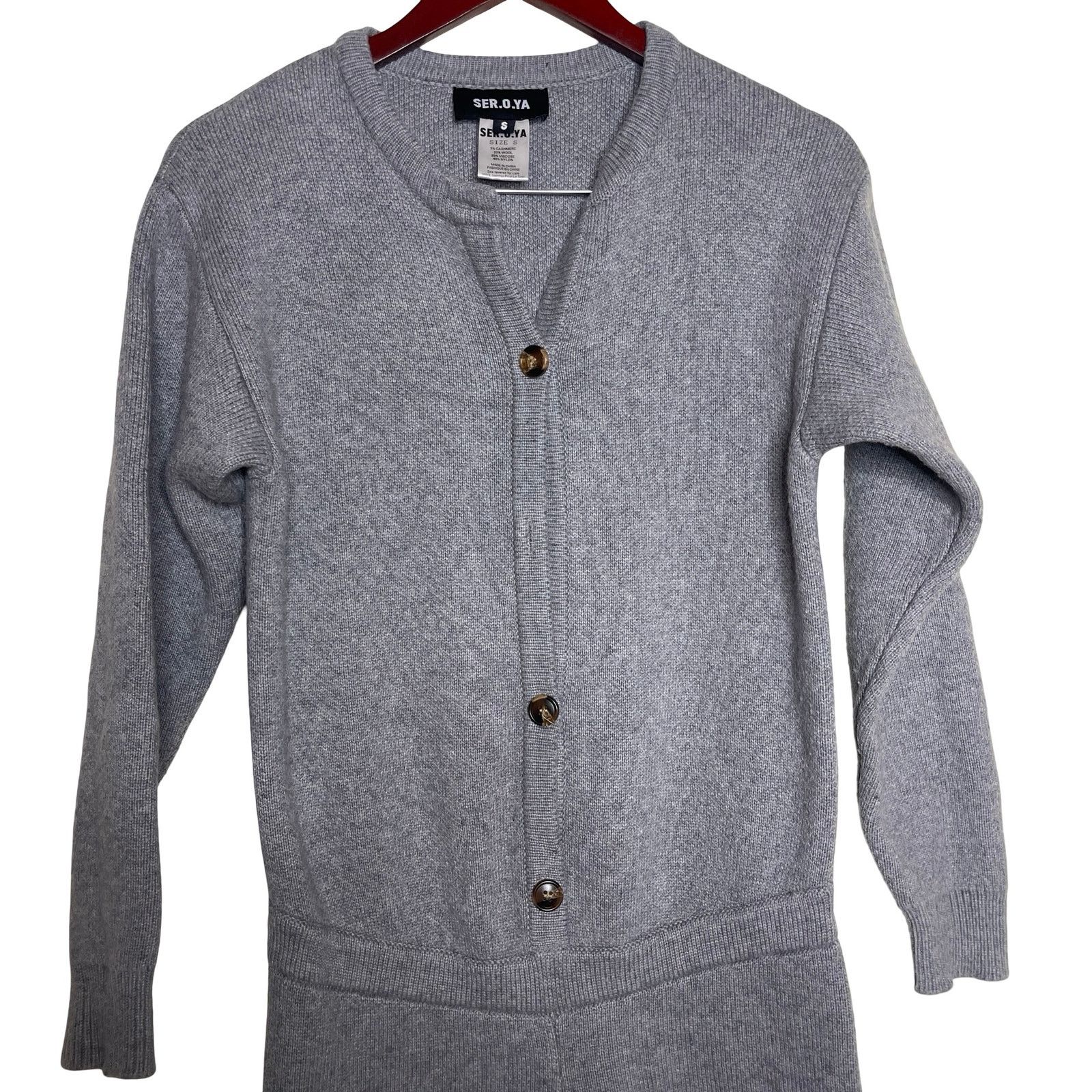 SER.O.YA SEROYA Ser.O.Ya Grey Knitted Cashmere Wool WREN JUMPSUIT M Size 28" / US 6 / IT 42 - 7 Thumbnail