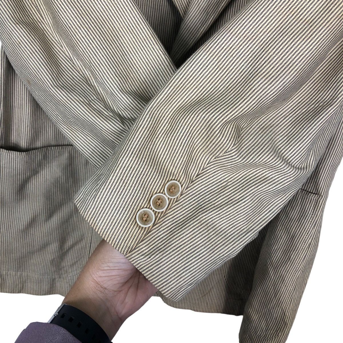 Francesco Smalto 🔥Pin Striped Chore Work Jacket Double Breast Made in Italy Size US M / EU 48-50 / 2 - 12 Thumbnail