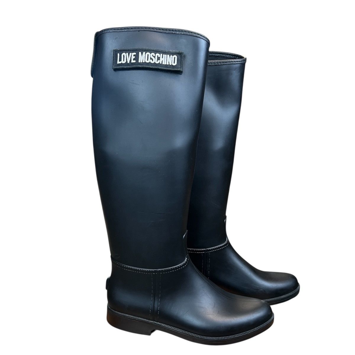 Love Moschino Love Moschino Rubber Rain Boots W’ Knee High Logo Wellies Size US 6 / IT 36 - 1 Thumbnail
