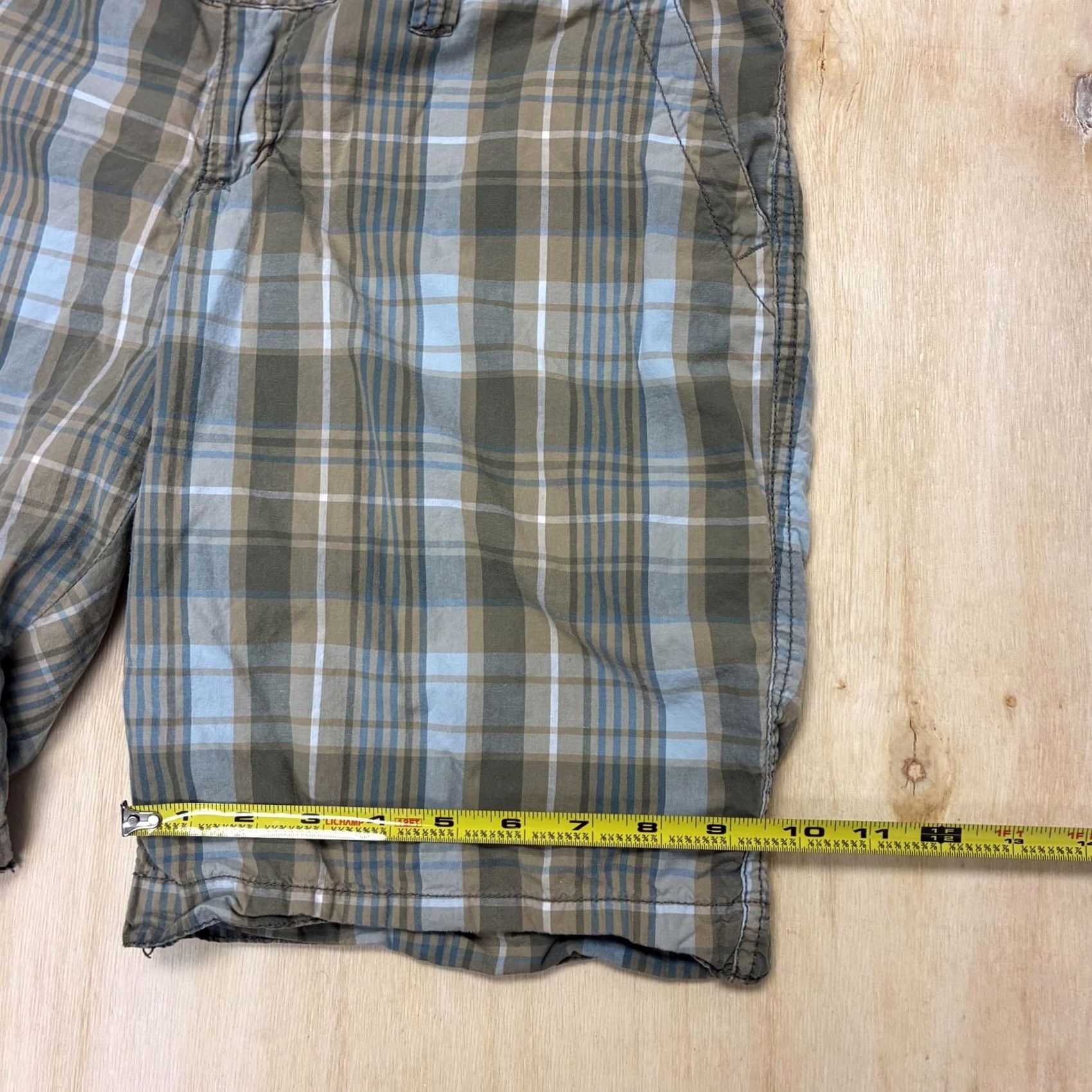 Vintage No Boundaries Bermuda Shorts Juniors 13 Green Plaid Cotton Chino Casual Summer Size 34" / US 12 / IT 48 - 5 Thumbnail