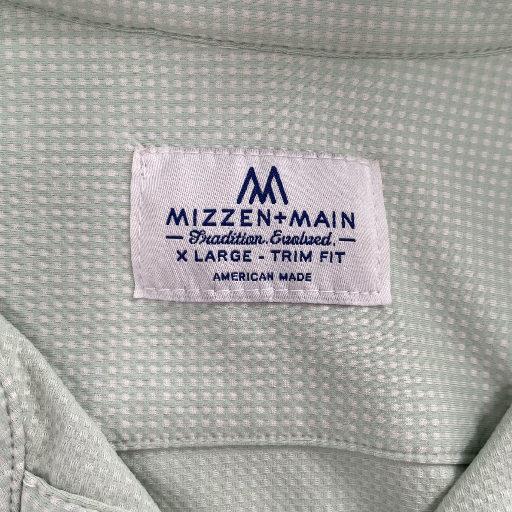 Mizzen+Main Mizzen+Main Shirt Adult XL Mint Green Button-Up Stretch Trim Fit American Made Size US XL / EU 56 / 4 - 5 Thumbnail