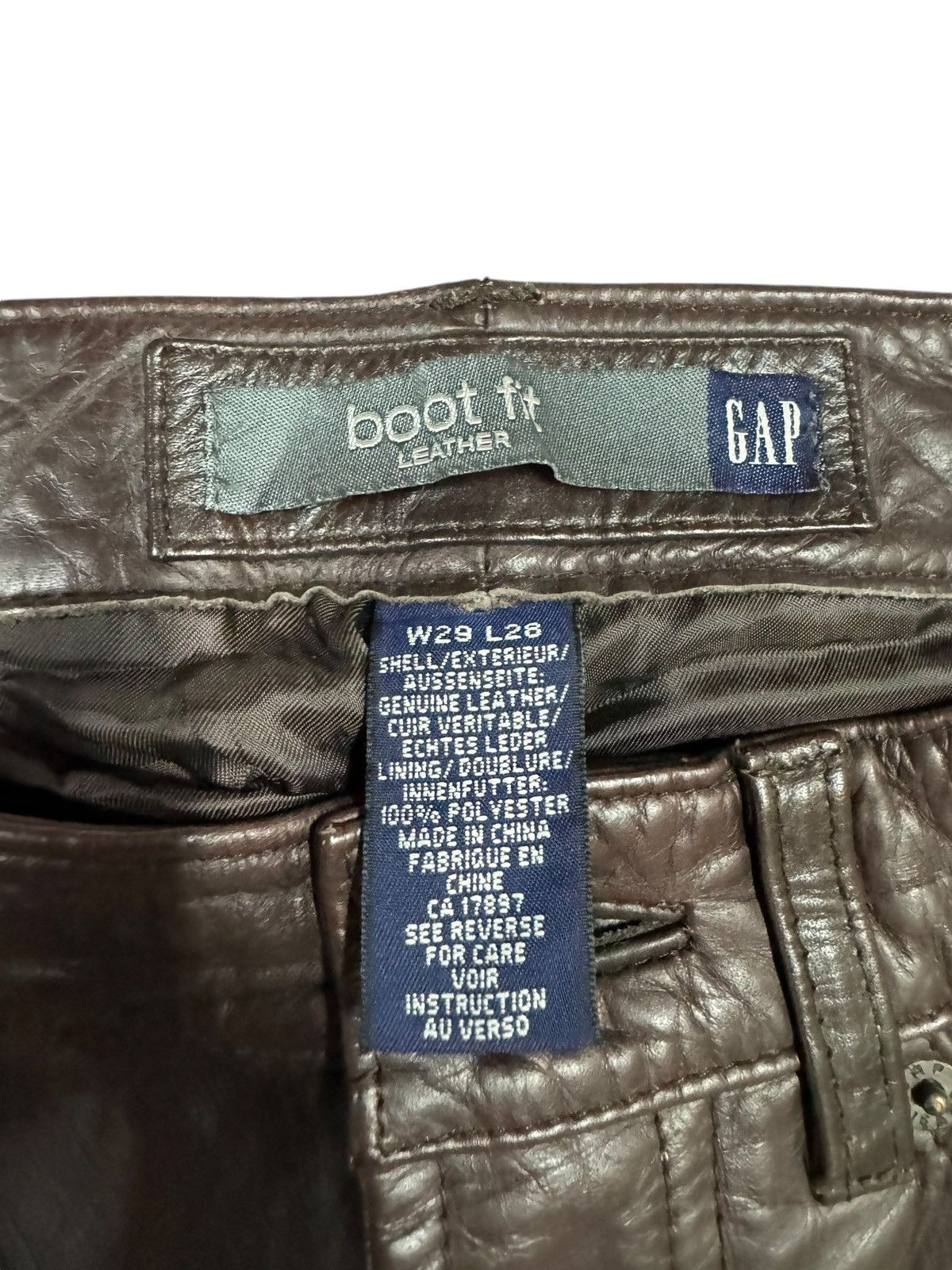 Gap × Vintage Vtg🔥Y2k 2000 Gap Bikers Boot Fit Leather Pants Size US 28 / EU 44 - 8 Thumbnail