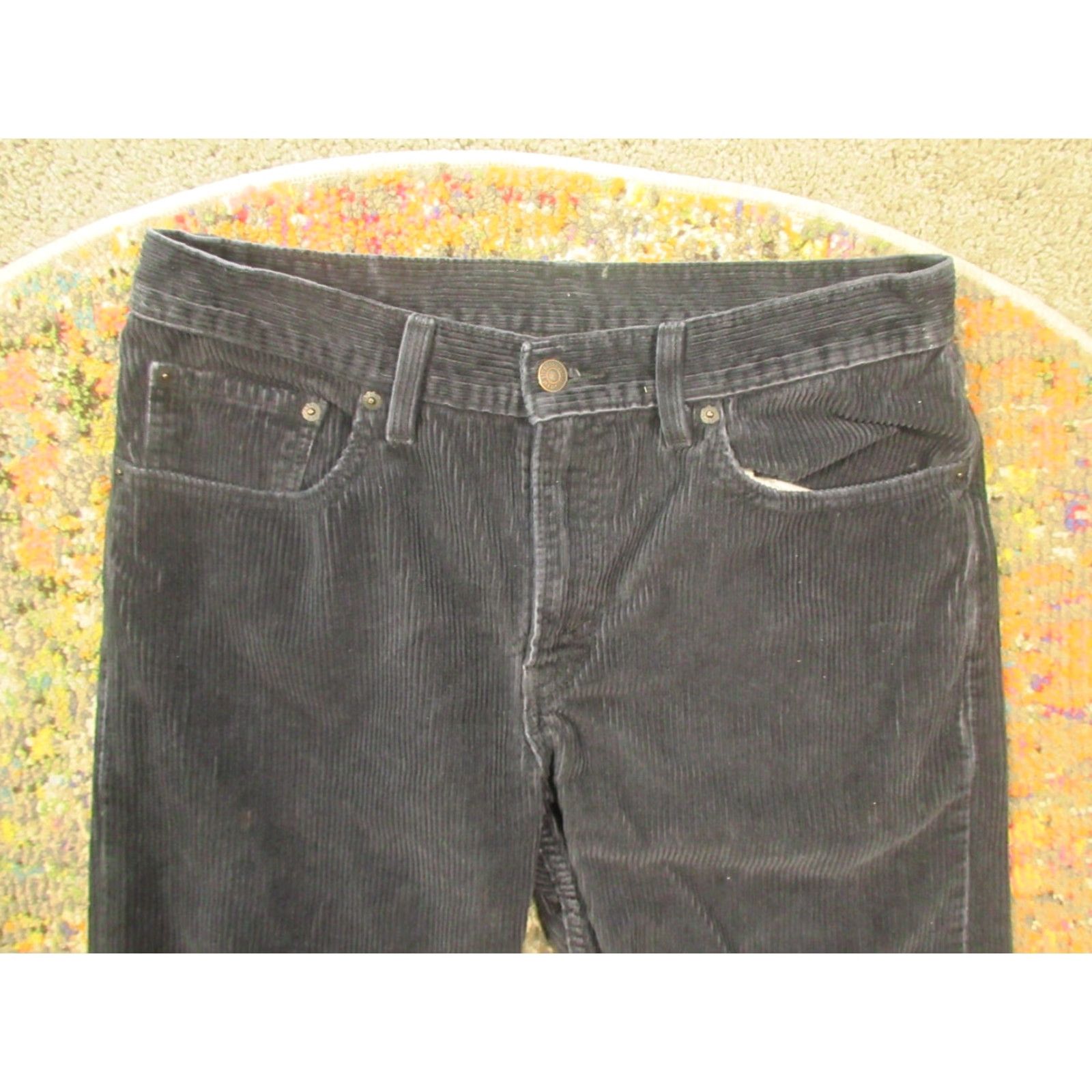 Levi's Levi's Corduroy Pants Mens 31x30 Black Cotton Straight Leg Mid Bleach Stain Size US 31 - 3 Thumbnail