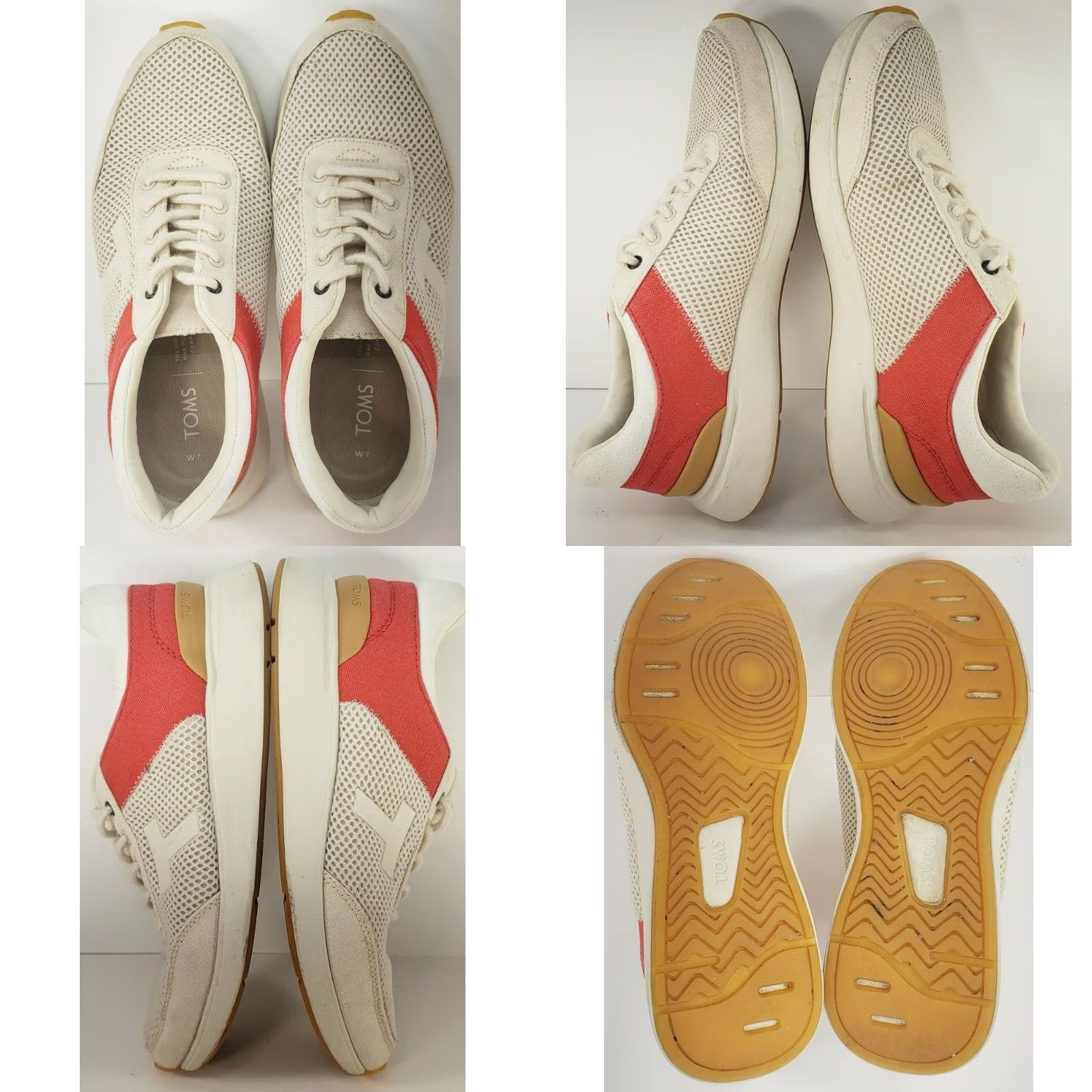 Toms Toms Arroyo Women's Athletic Sneakers White Red Birch Canvas Women's 7M Cushy Size US 7 / IT 37 - 8 Thumbnail