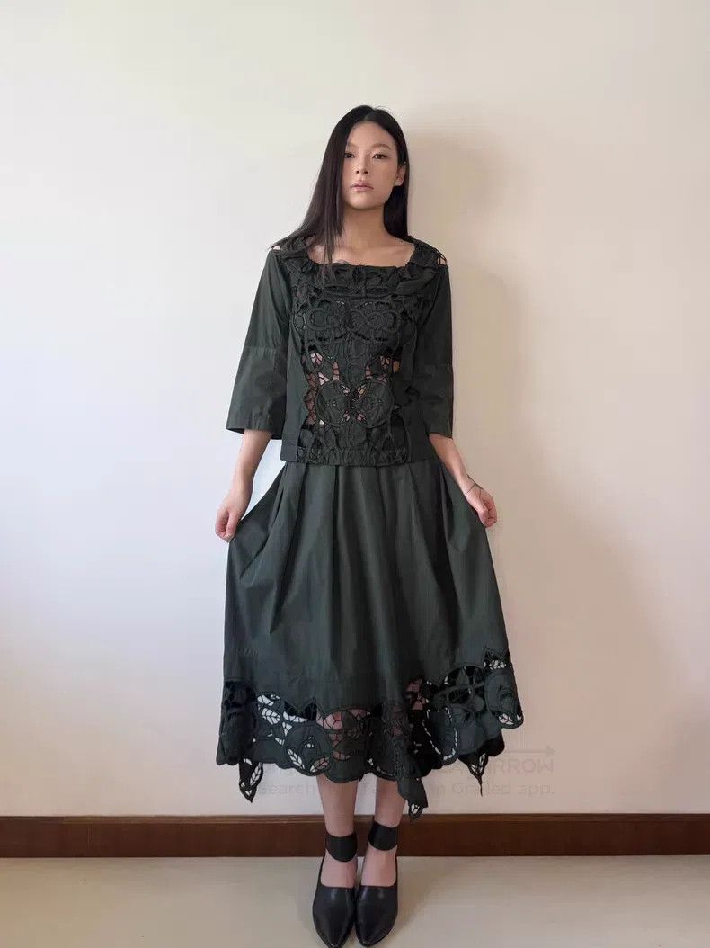 Comme des Garcons Comme Des Garcons size L Moss Green Openwork Floral Set Size S / US 4 / IT 40 - 1 Thumbnail