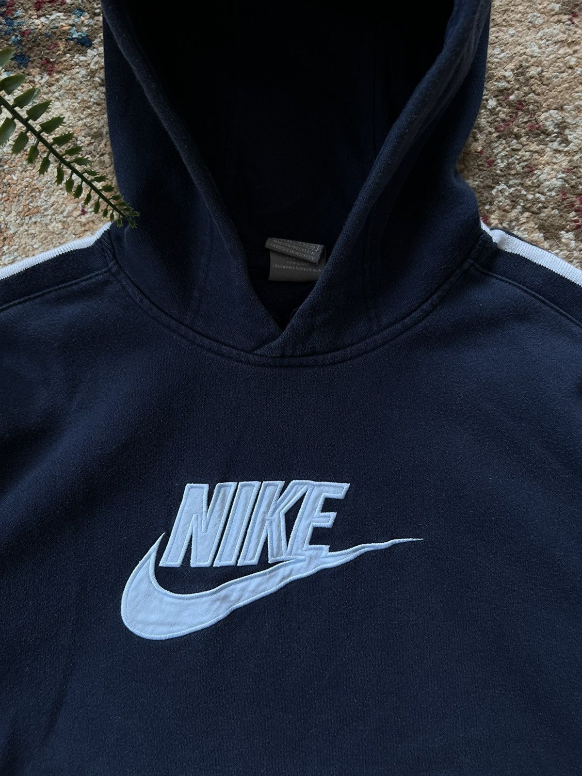 Nike × Vintage 90’s NIKE HOODIE BIG CENTRAL SWOOSH LOGO RETRO Y2K Size US S / EU 44-46 / 1 - 3 Thumbnail