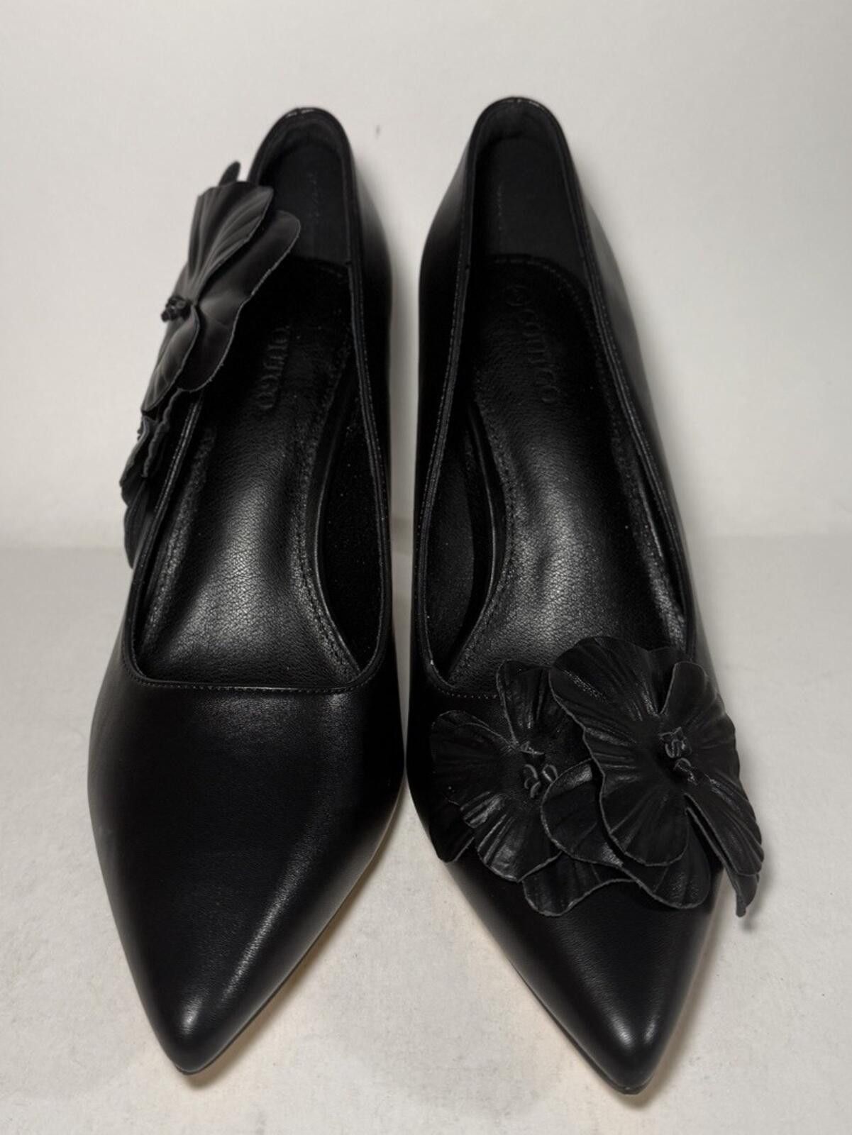 Other COUTGO Stiletto 3.5 inch High Heels Flower Pointed Toe Black Size US 8 / IT 38 - 1 Thumbnail