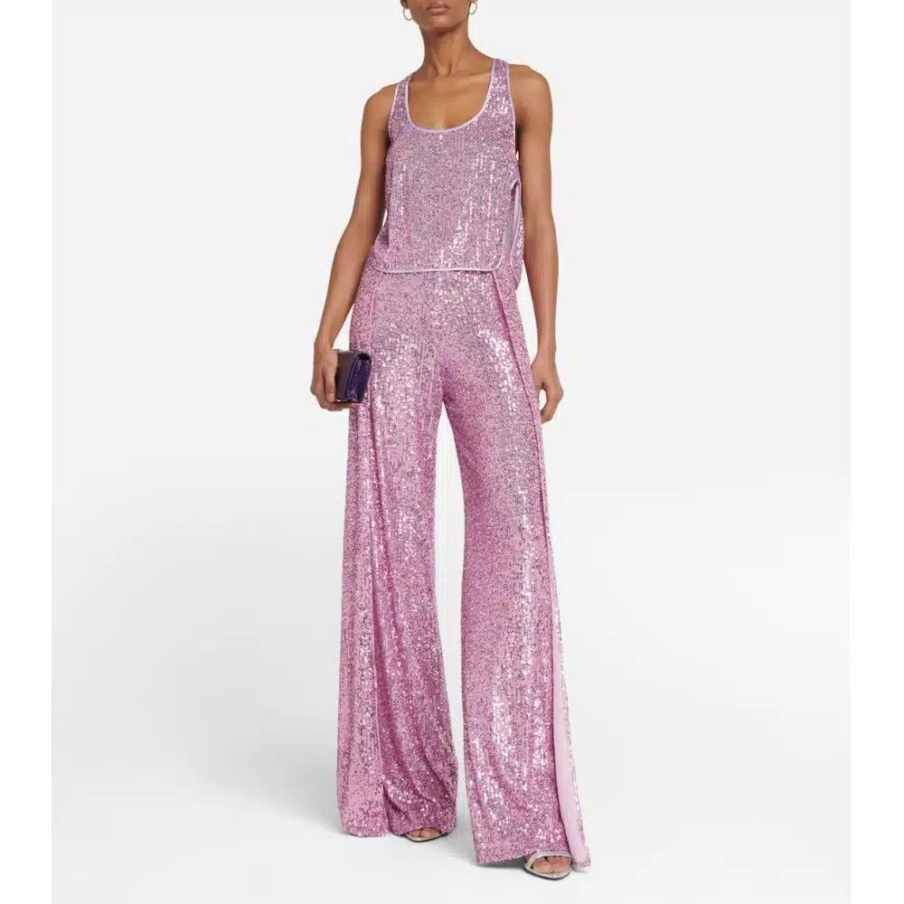 Tom Ford o1loc1c1124 PAW437 Liquid Sequins Wide Pant in Pink Size 24" / US 00 / IT 34 - 2 Thumbnail