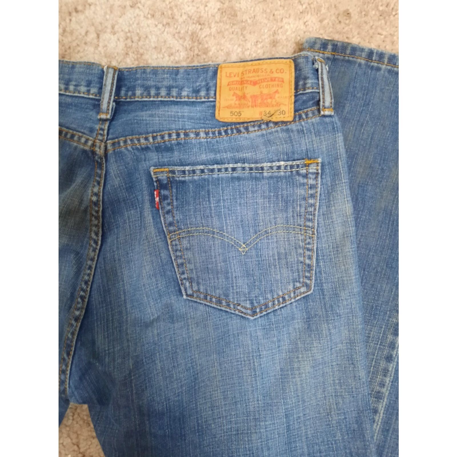 Levi's Levi's 505 Stone Wash Denim Blue Jeans Regular Straight Mens 34x30 Blue Size US 34 / EU 50 - 4 Thumbnail