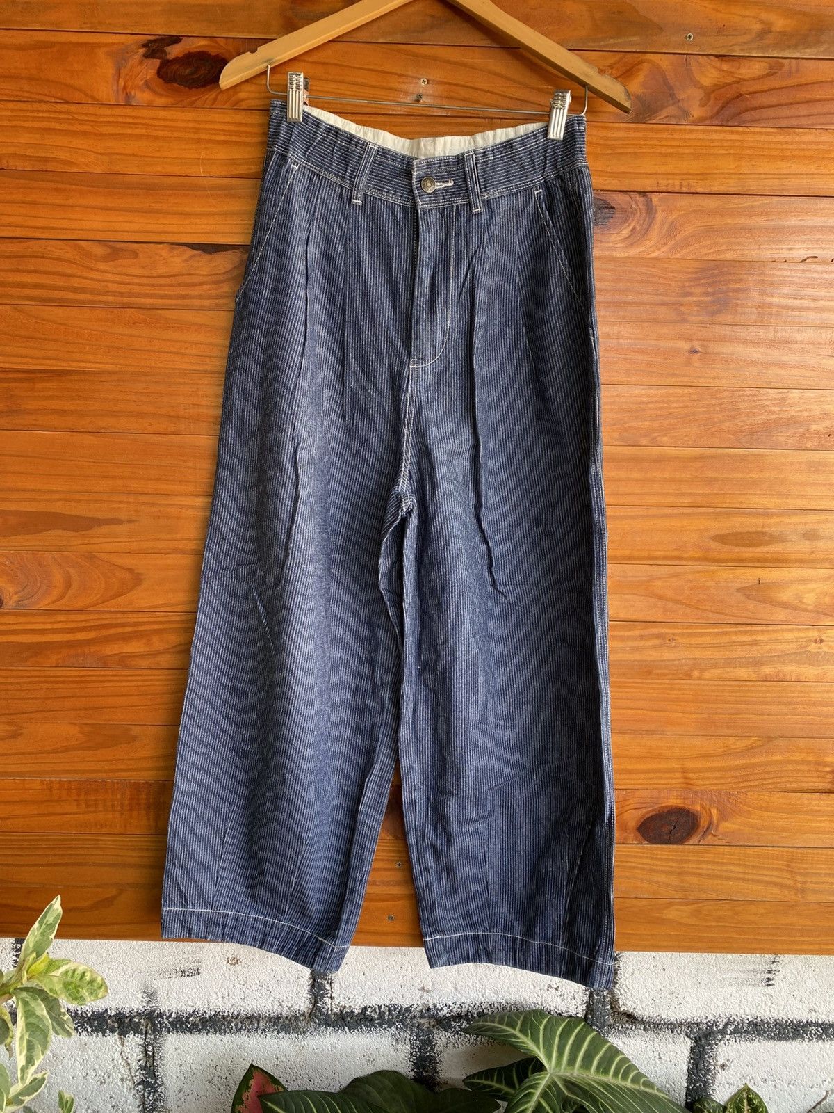 Japanese Brand LOGOS DAYS Hickory Stripe Denim Pants Wide Leg Jeans Size US 28 / EU 44 - 4 Thumbnail