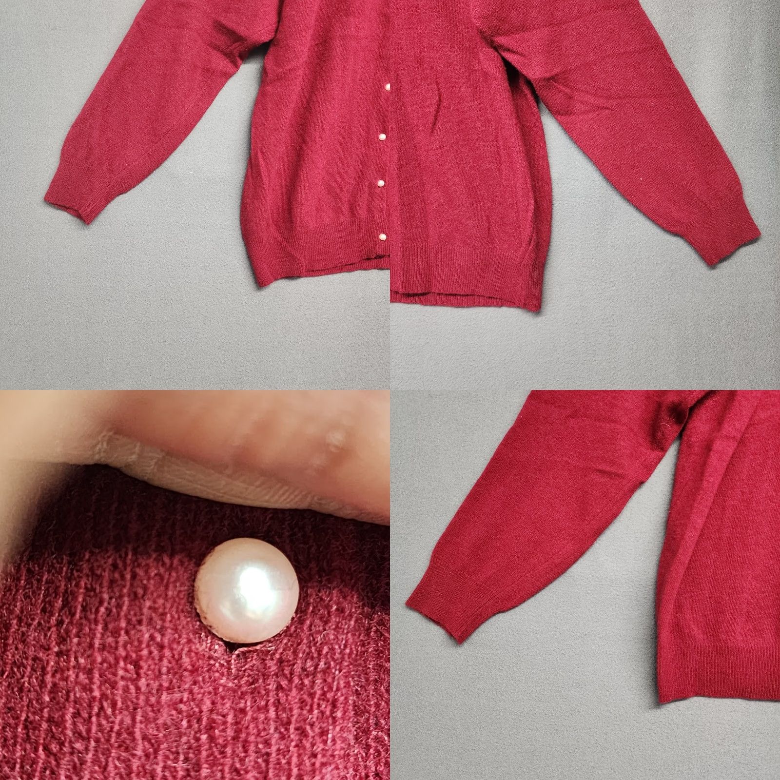 Vintage VINTAGE OWM Products Cardigan Sweater Womens Maroon Red Lambswool S/M Long Sleeve Wool 100% Fall Winter Womens Size M / US 6-8 / IT 42-44 - 8 Thumbnail