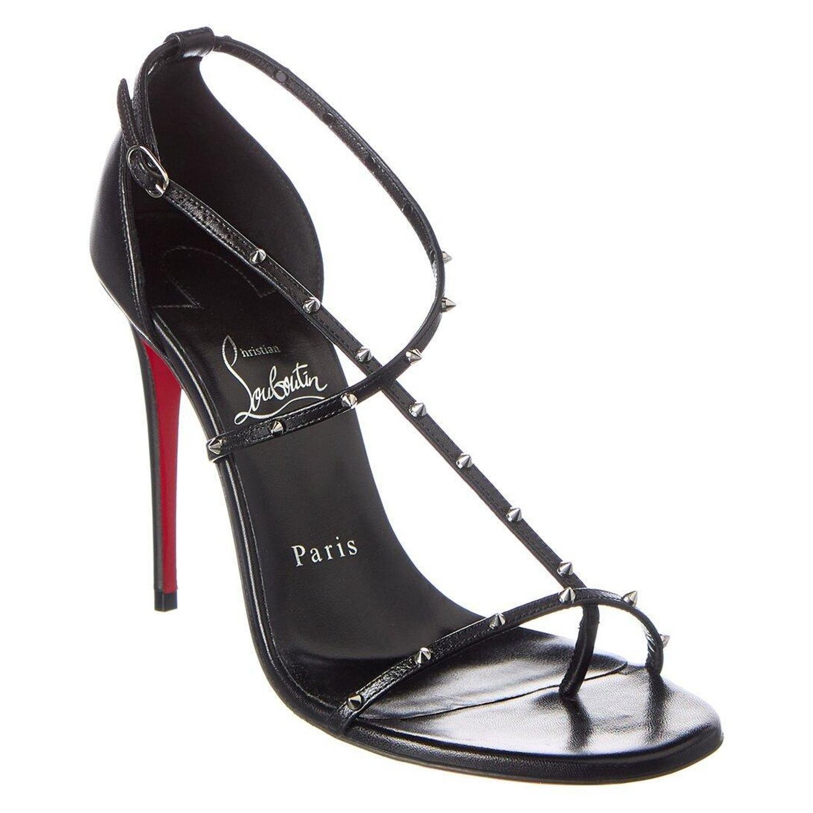 Christian Louboutin Riojana Spikes 100 Black Ankle Strappy Sandal Heel Pump 36 Size US 6 / IT 36 - 8 Thumbnail