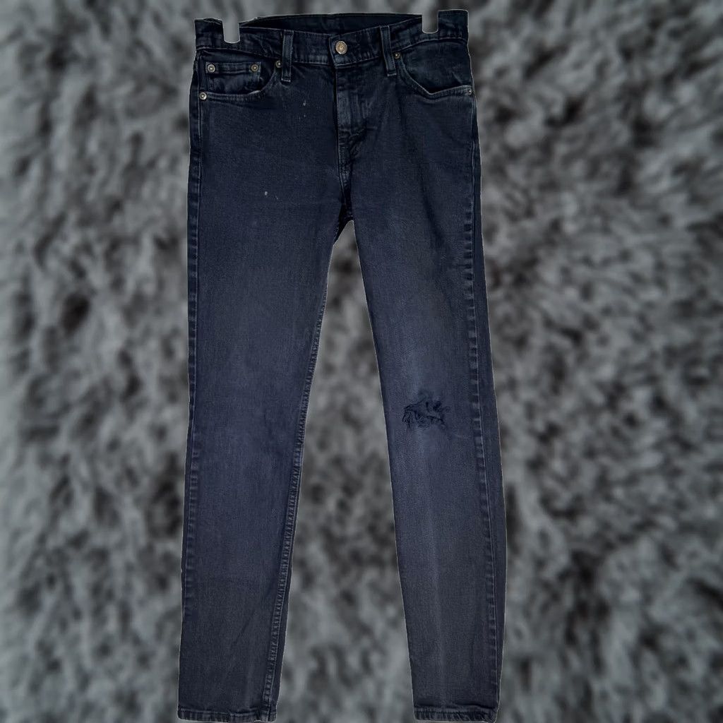 Levi's VINTAGE Levis 511 Jeans Mens 28x32 Black Slim Fit Stretch Denim Distressed Ripped Zipper Size US 28 / EU 44 - 1 Thumbnail