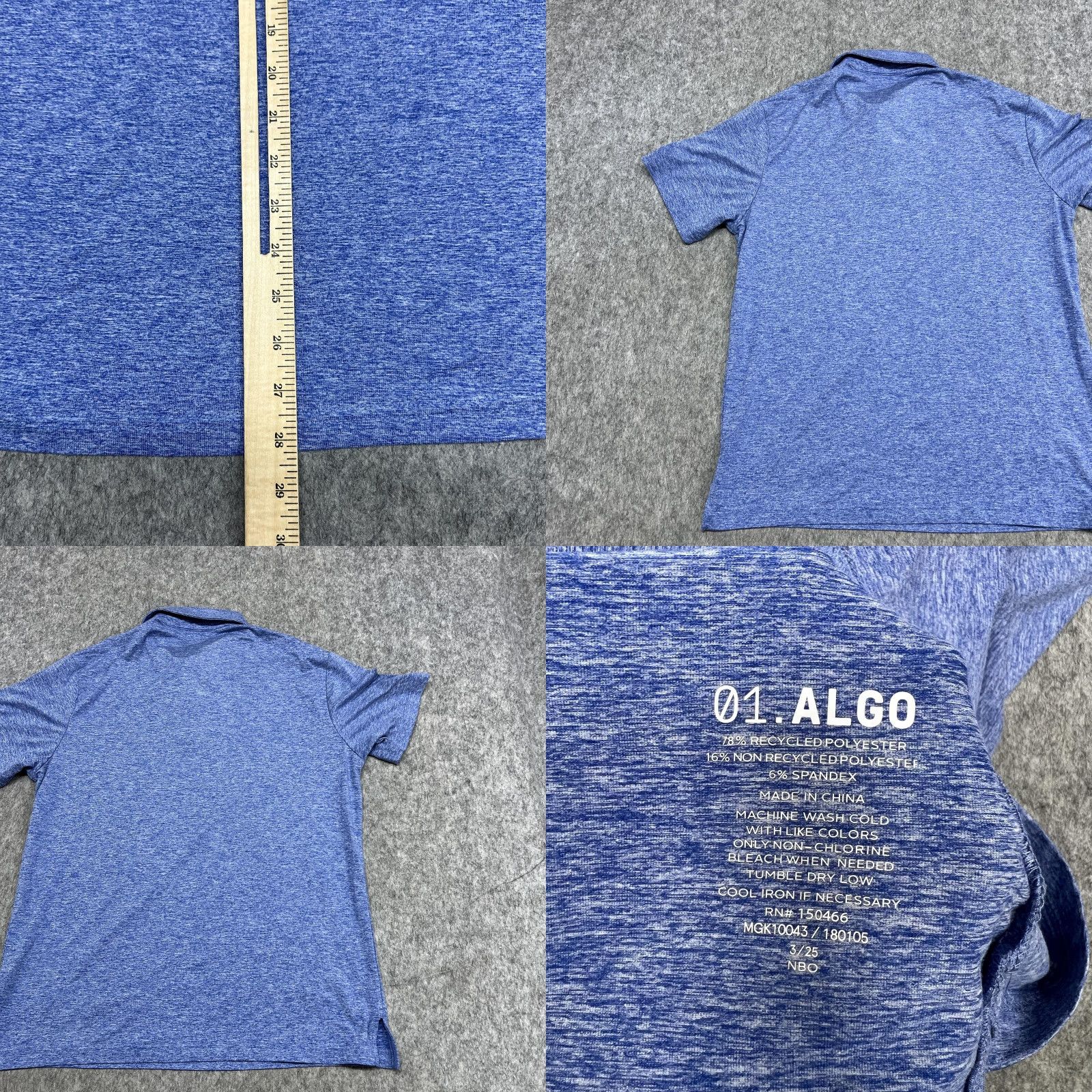 Vintage 01.ALGO Polo Shirt Mens L Blue Quick Dry UV SPF 40 Golf Performance Polo Shirt Size US L / EU 52-54 / 3 - 9 Thumbnail