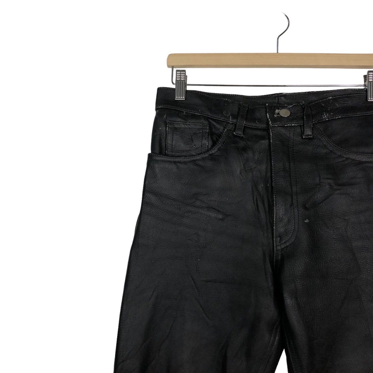 Genuine Leather 🔥Rich Black Vintage Biker Leather Pants Japan Size US 30 / EU 46 - 6 Thumbnail
