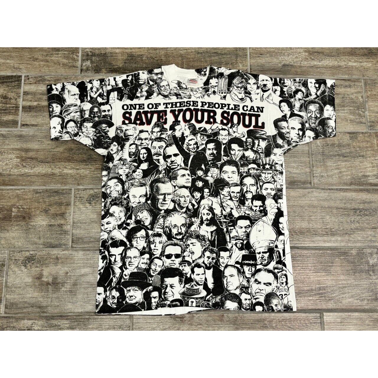 image of Fruit Of The Loom Vintage 90's Jesus Shirt One Of These People Can Save Your in White (Size XL)