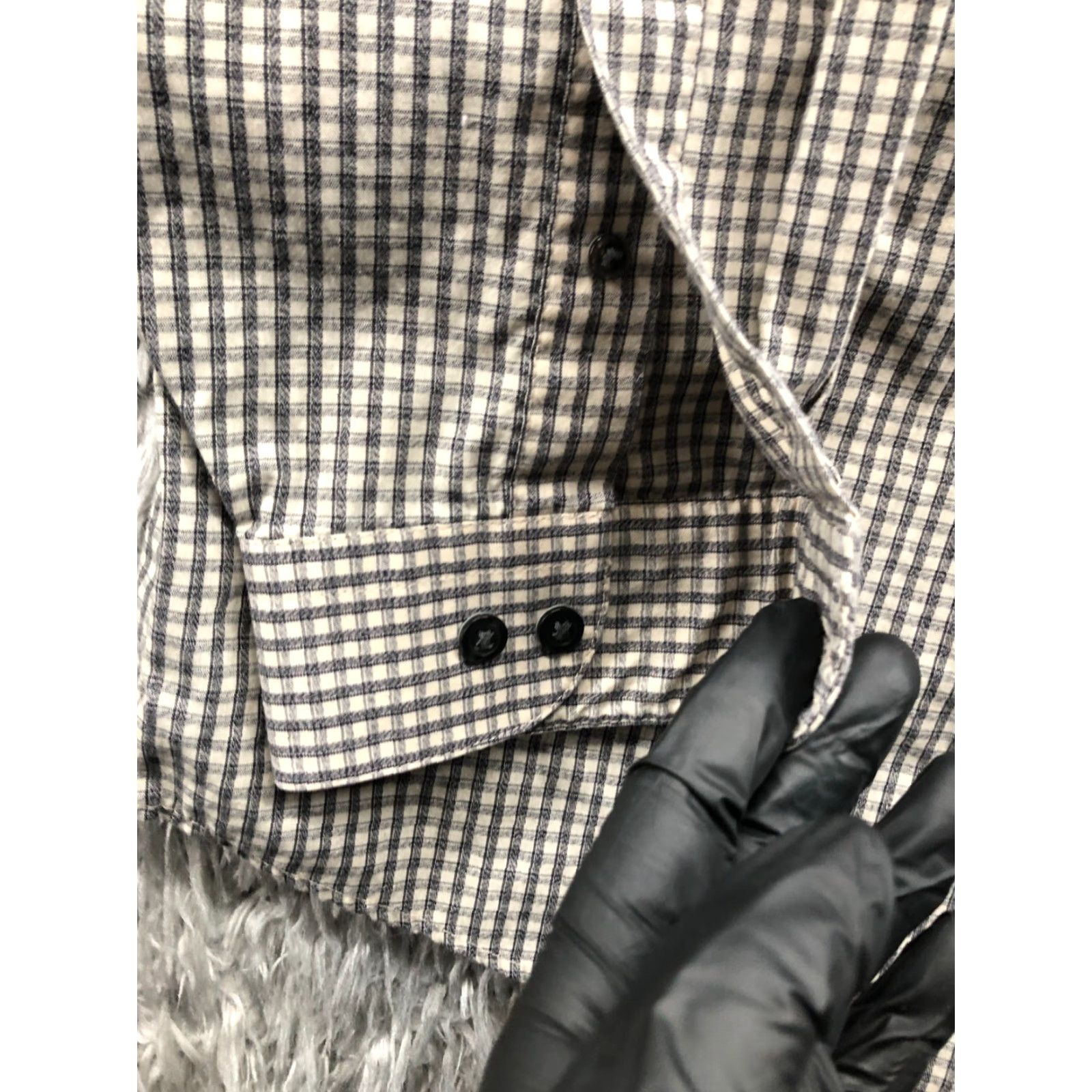 Arrow Arrow Shirt XL Mens Long Sleeve Plaid Gray Button-Up Spread Collar Knit Polyester Regular pocket? (Note: original text does not specify pockets) Size US XL / EU 56 / 4 - 2 Thumbnail