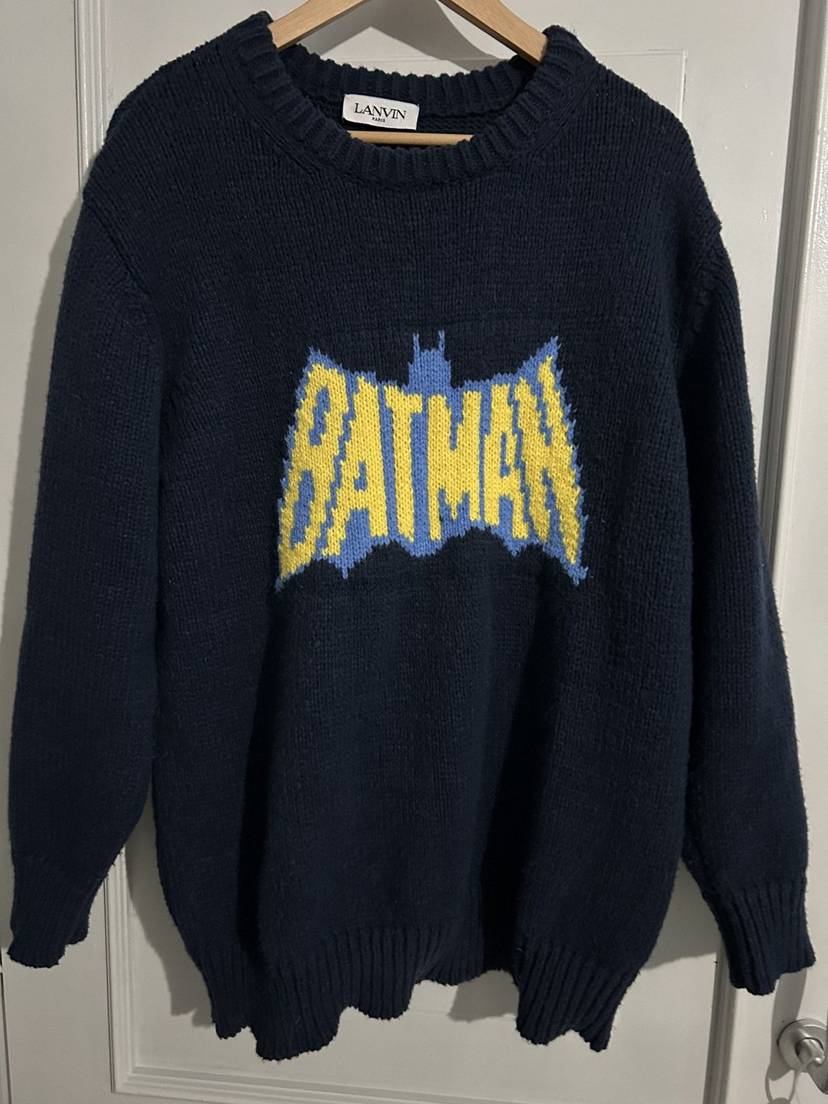 image of Batman Knit Sweater in Navy, Men's (Size Large)