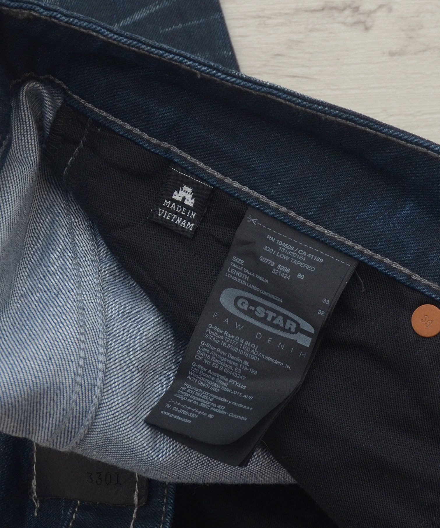 G-Star G star raw Denim Faded Jeans 3301 Low Tapered Rl y2k Size US 33 - 9 Thumbnail