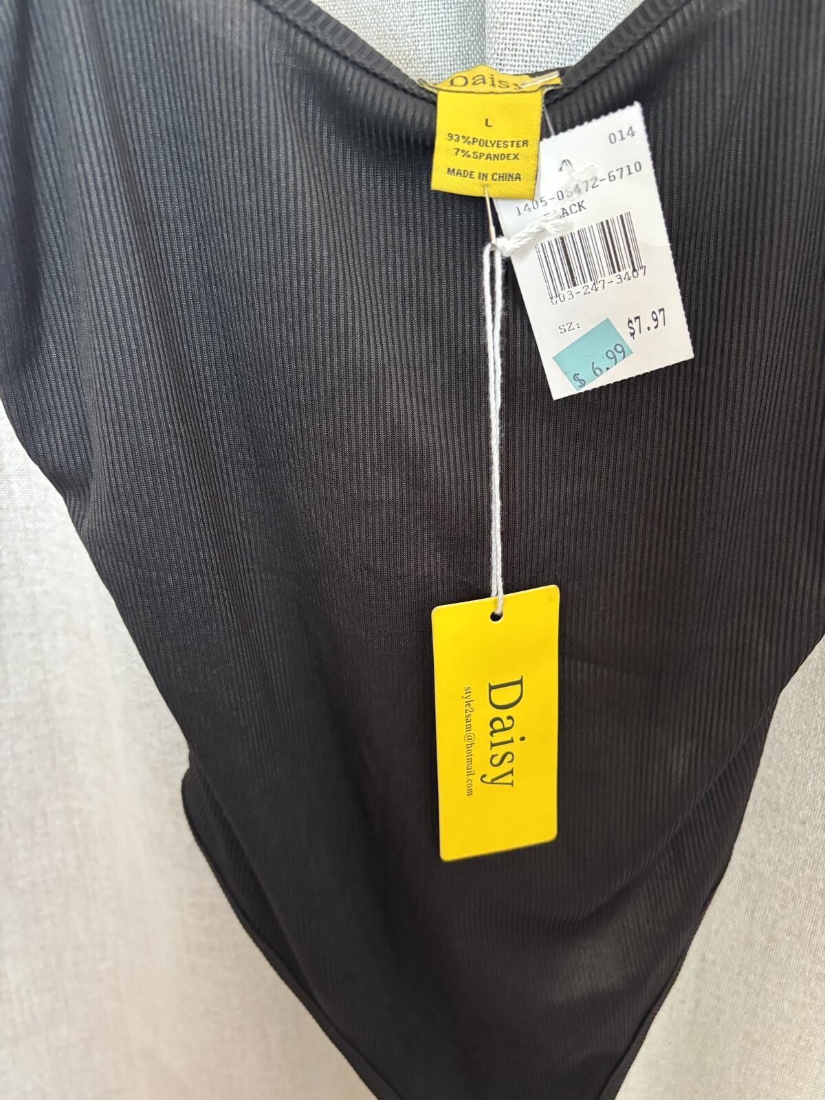 Daily Paper Daisy Black Ribbed Bodysuit Size L Size ONE SIZE - 4 Thumbnail