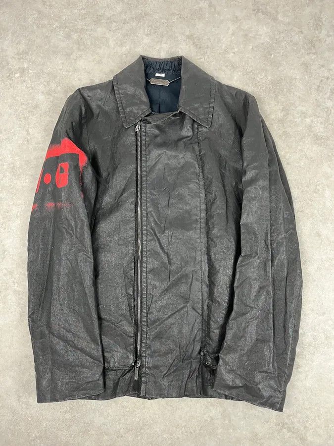 John Galliano 2000s John Galliano Black Waxed Asymmetrical Jacket Size US M / EU 48-50 / 2 - 5 Thumbnail
