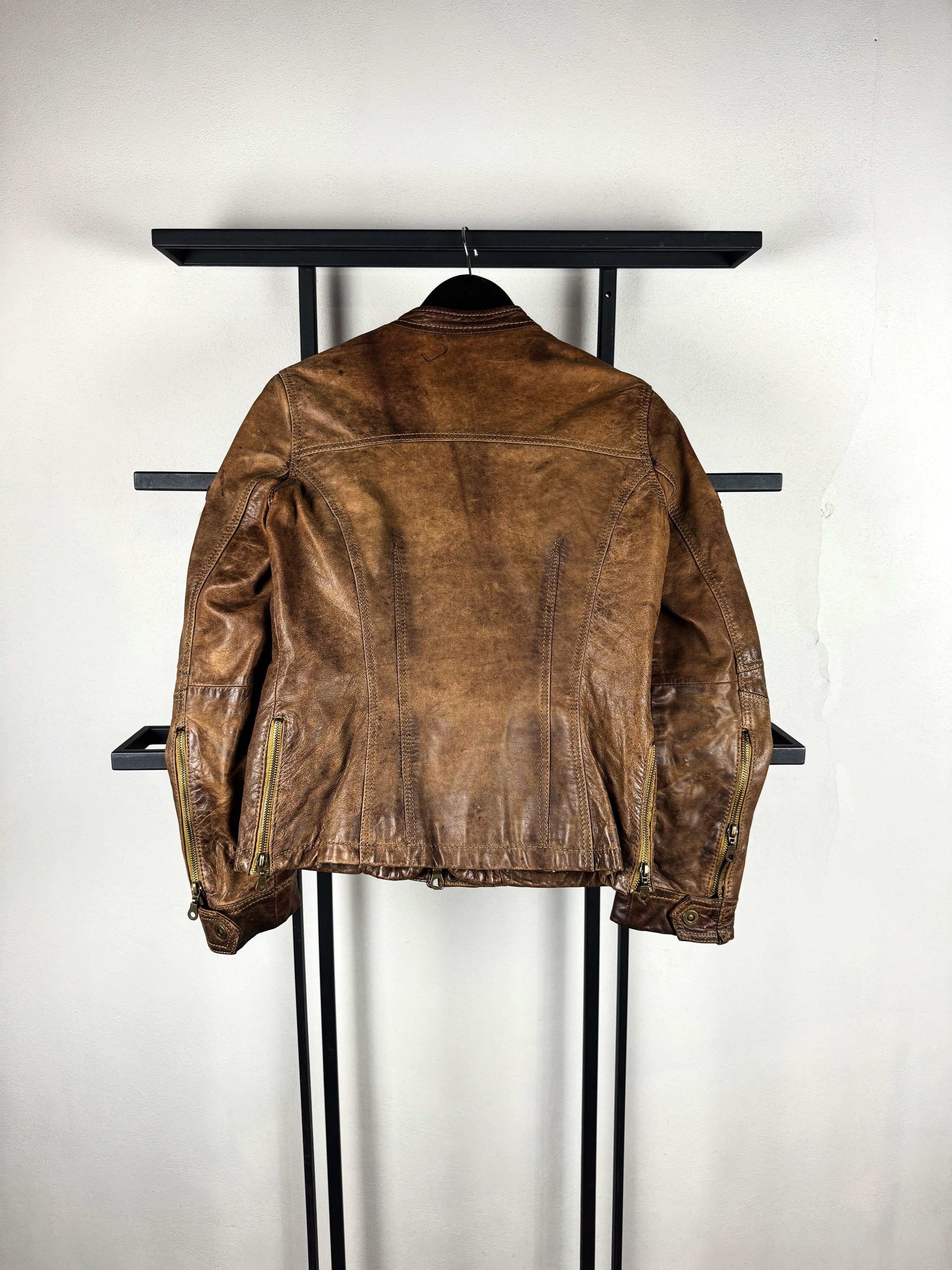 Tornado Mart Vintage Distressed Brown Leather Biker Jacket Y2K Style Size US XS / EU 42 / 0 - 7 Thumbnail