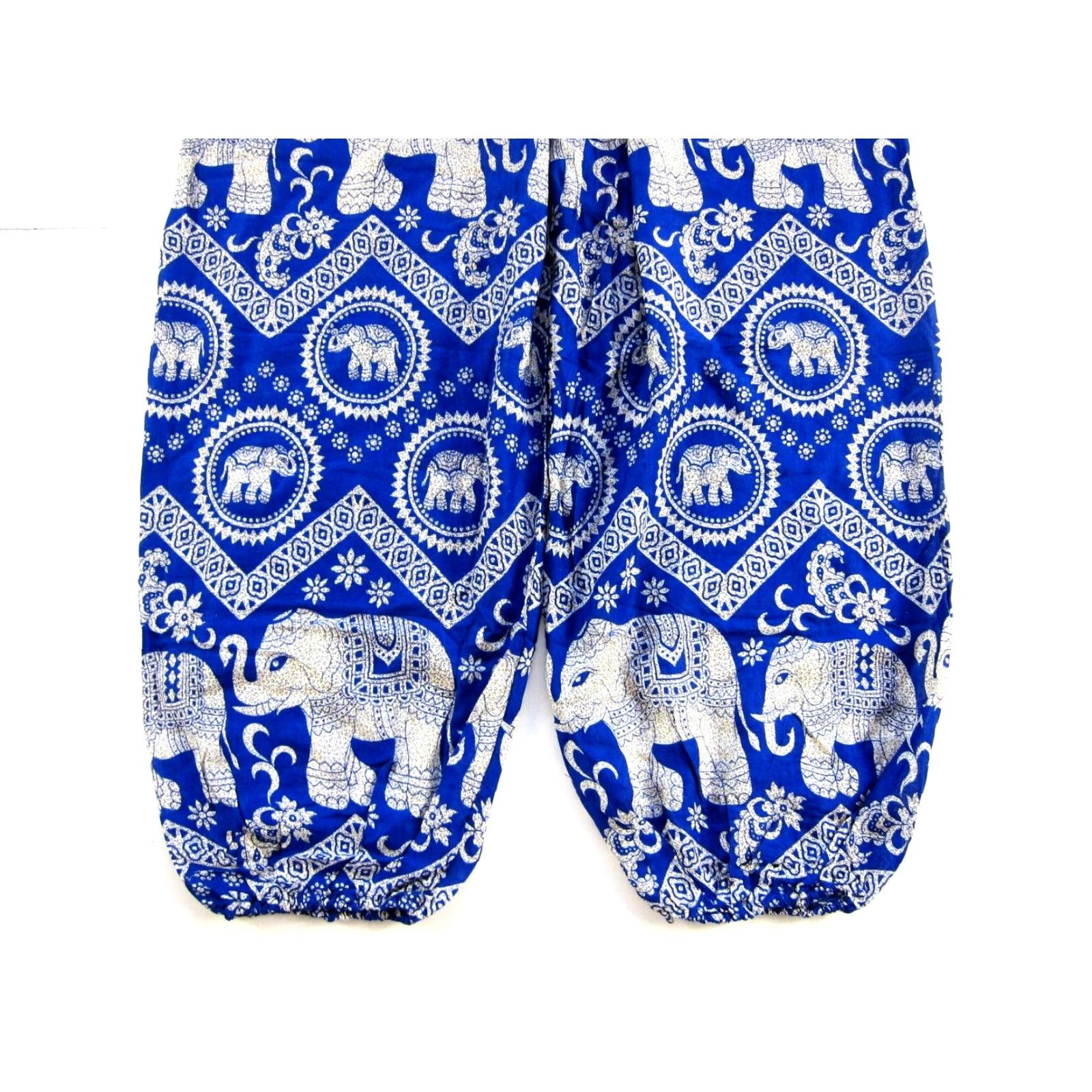 Vintage Vintage Thailand Rayon Blue White Elephant Floral Pocket Wide Leg Jogger Pant M Size 32" / US 10 / IT 46 - 7 Thumbnail