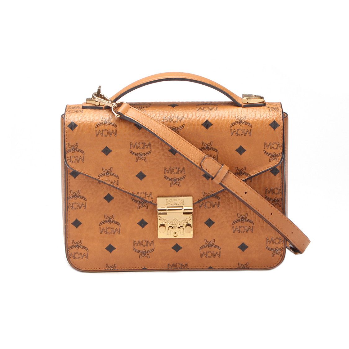 image of MCM Visetos Crossbody Bag in Brown, Women's