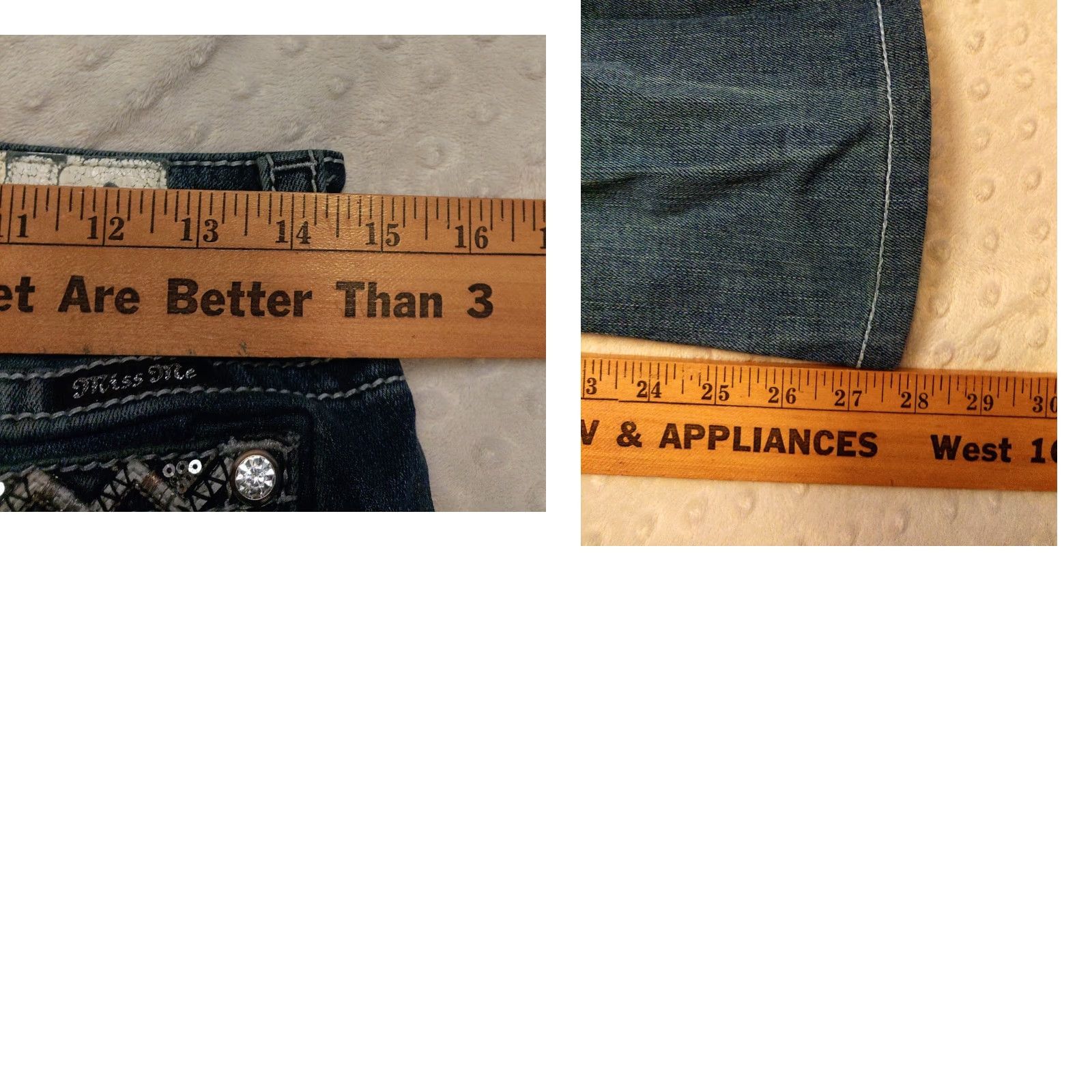 Miss Me Miss Me Jeans Womens 27 Blue Dark Wash Mid-Rise Boot Rhinestone Embroidered Logo 5-Pocket Denim Stretch Bootcut Size 27" / US 4 / IT 40 - 8 Thumbnail