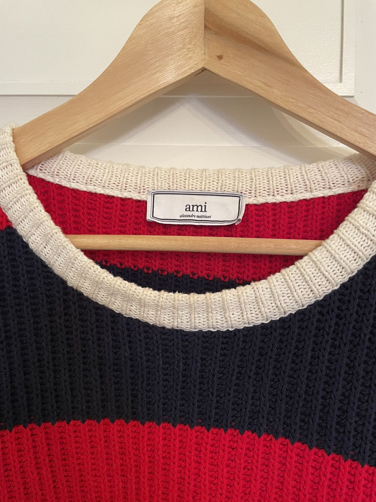 AMI ami Cotton knit sweater navy red Size US M / EU 48-50 / 2 - 2 Thumbnail
