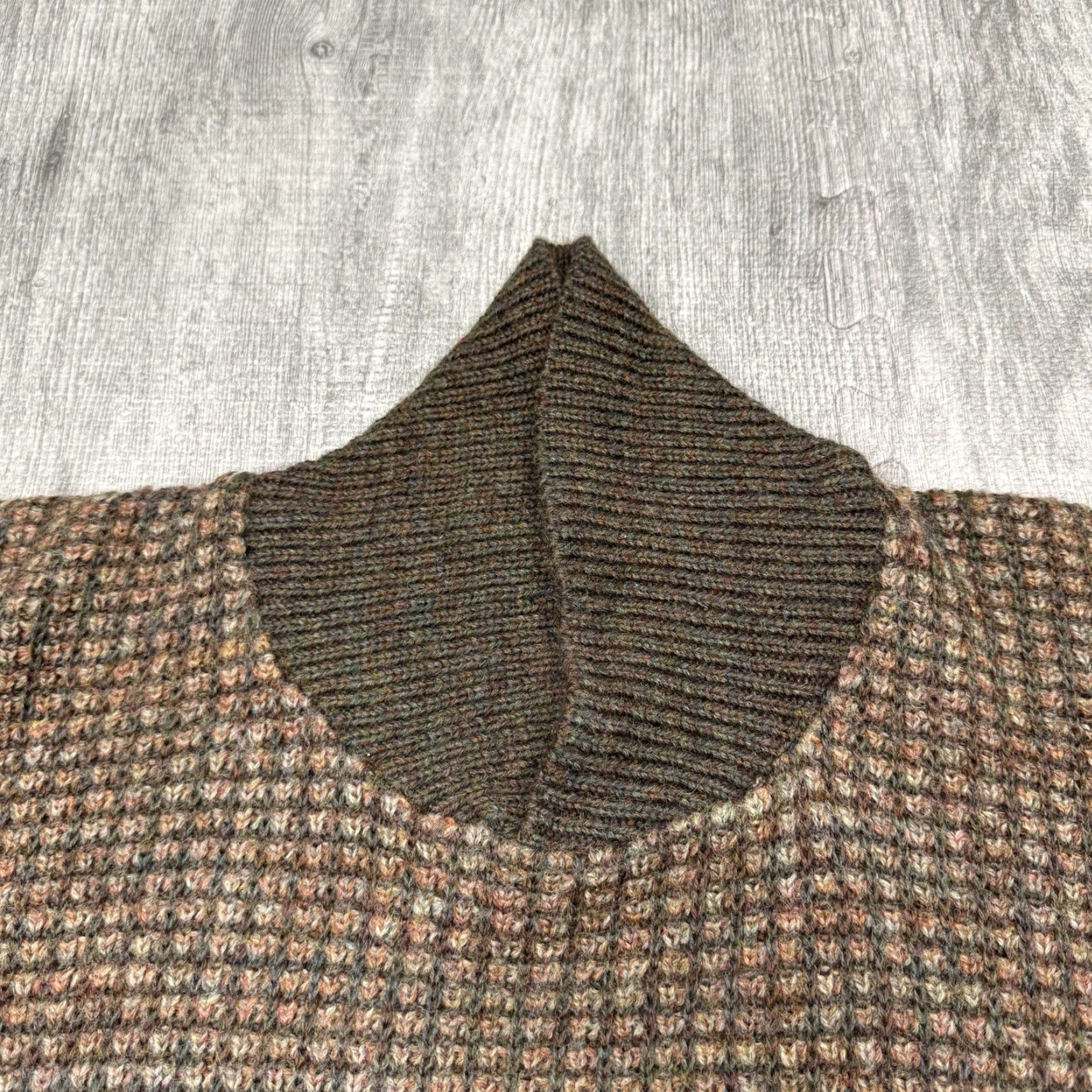 Vintage VTG Boston Traders Mens Waffle Knit Heathered Shawl Collar Sweater 100% Wool L Size US L / EU 52-54 / 3 - 4 Thumbnail