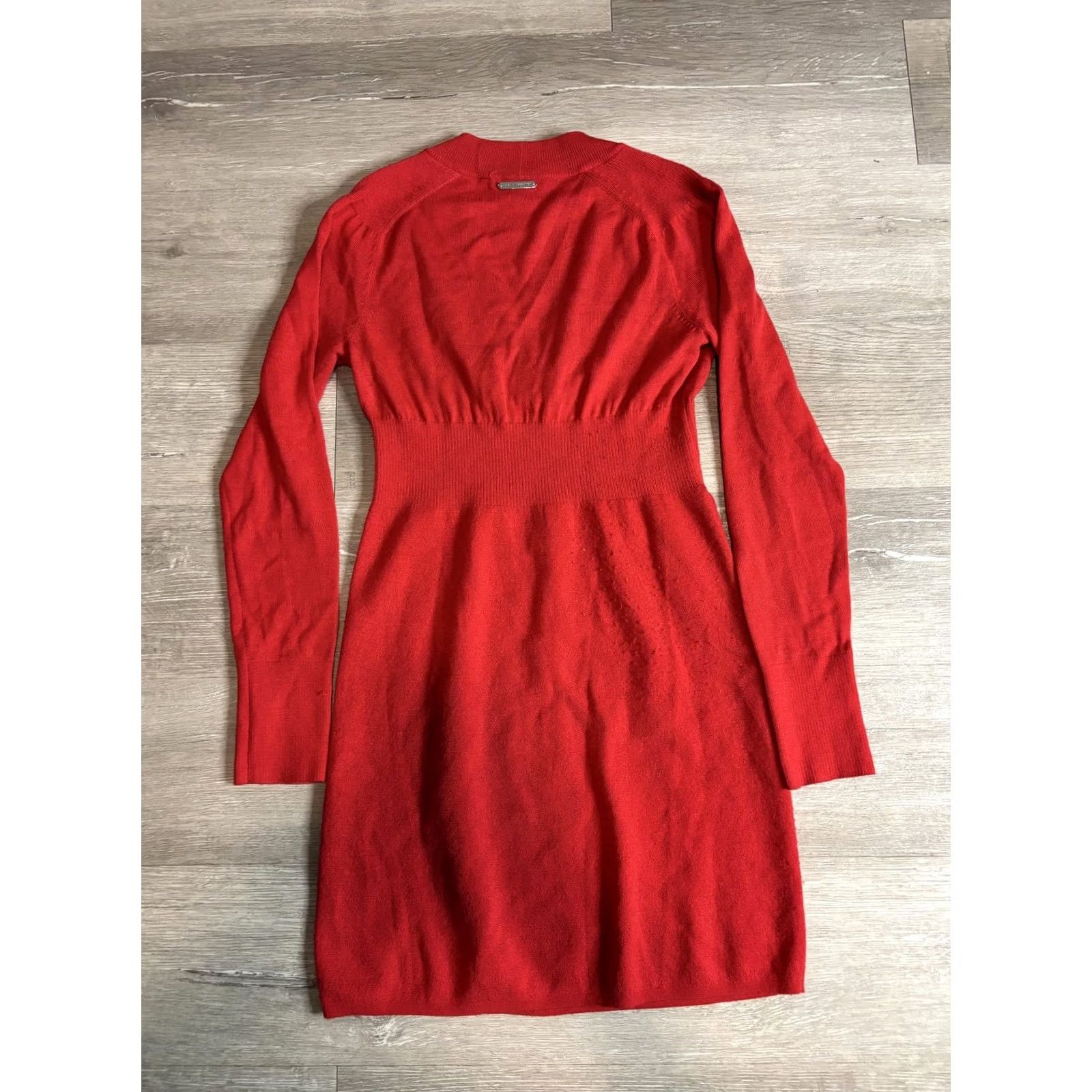 Armani Exchange Armani Exchange Sweater Dress Womens Large Red Merino Wool V-Neck Long Sleeve Shift Size L / US 10 / IT 46 - 4 Thumbnail