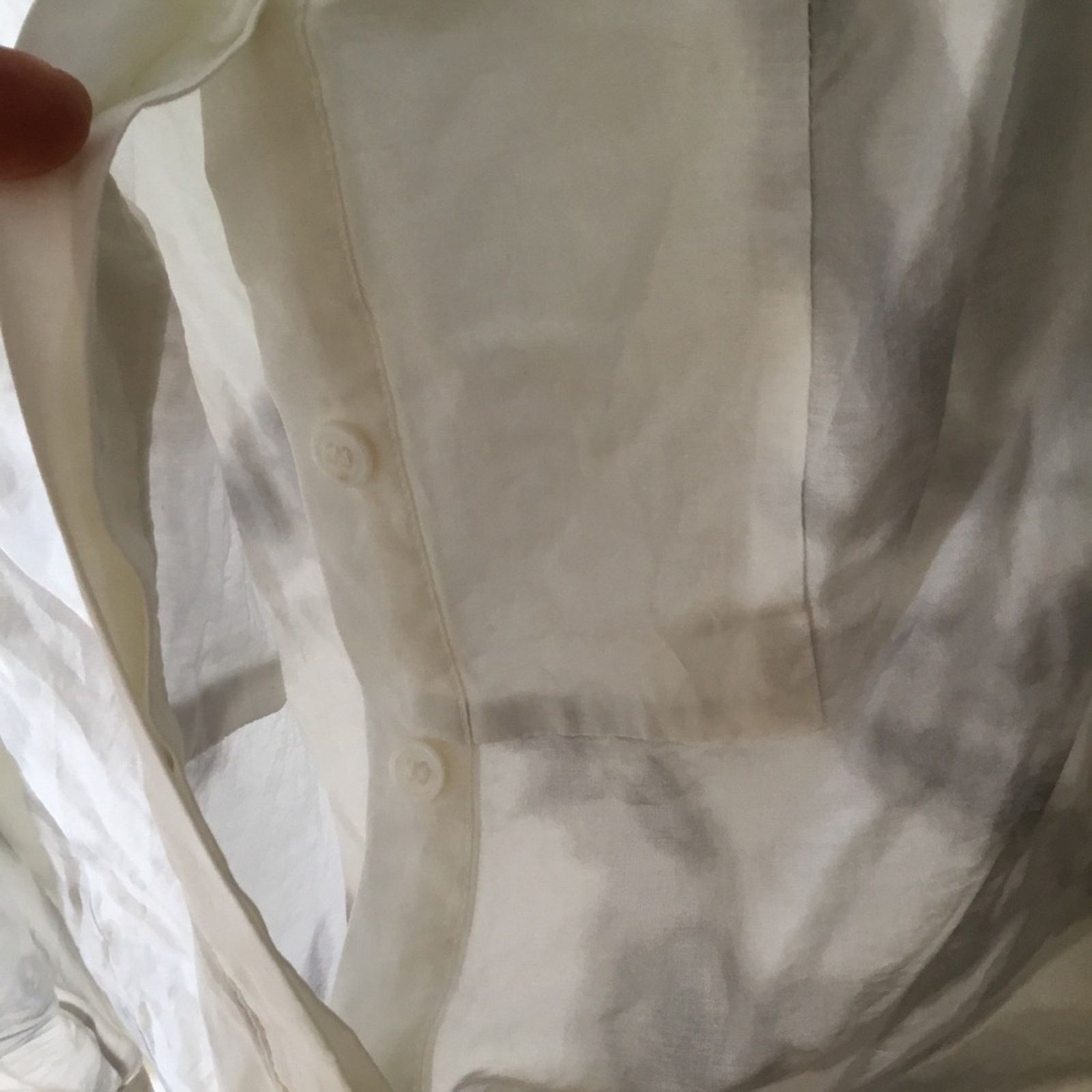 Bcbgmaxazria BCBGMaxAzria White& Gray Tie-Dye Roll-tab Sleeve Silk Blouse Size S / US 4 / IT 40 - 16 Thumbnail