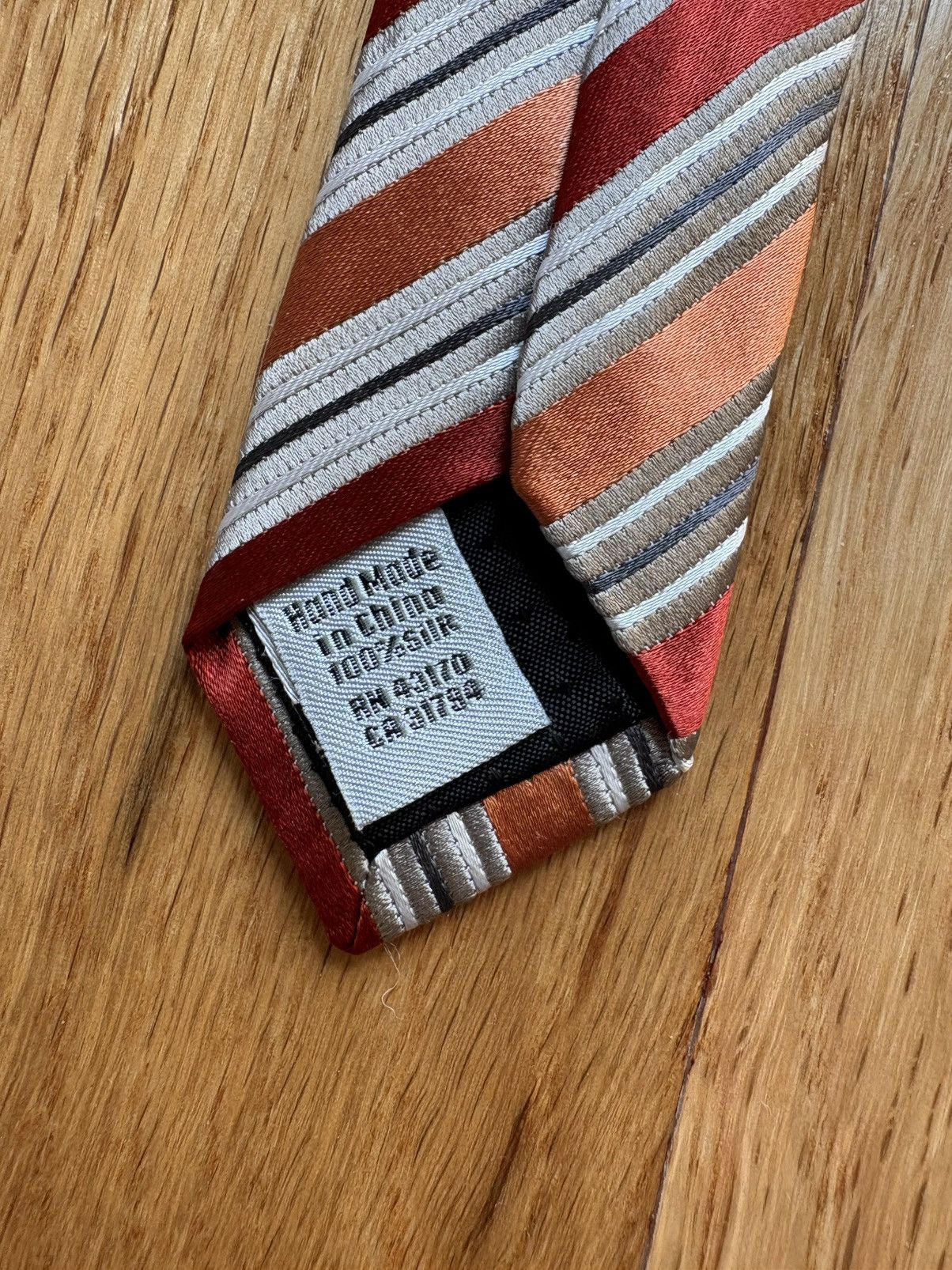 Other Geoffrey Beene 100% Silk Handmade Rust Orange Striped Tie Size ONE SIZE - 3 Thumbnail