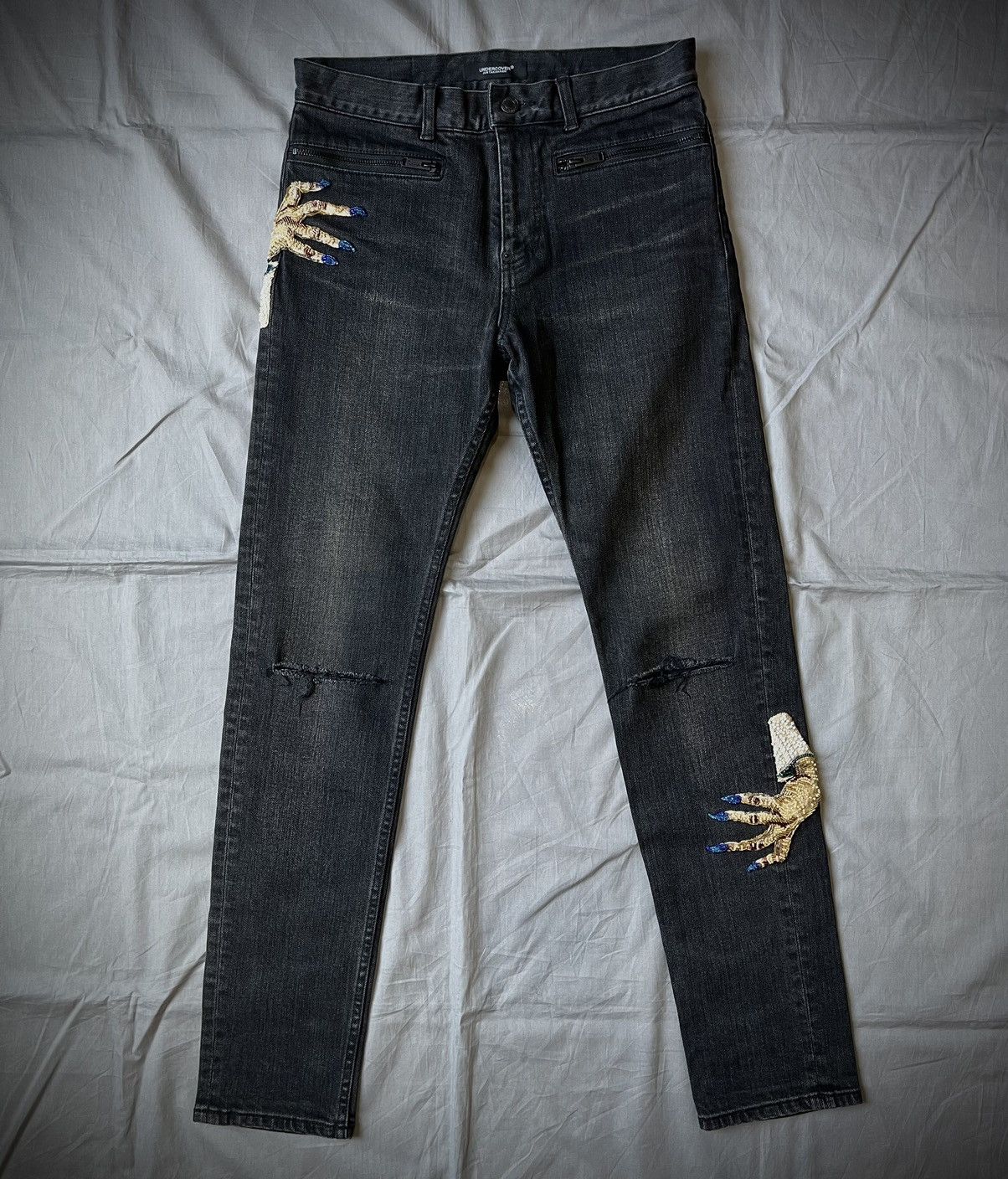 Undercover Undercover A/W23 Embellished D-Hand Denim Pants Size US 29 - 1 Thumbnail