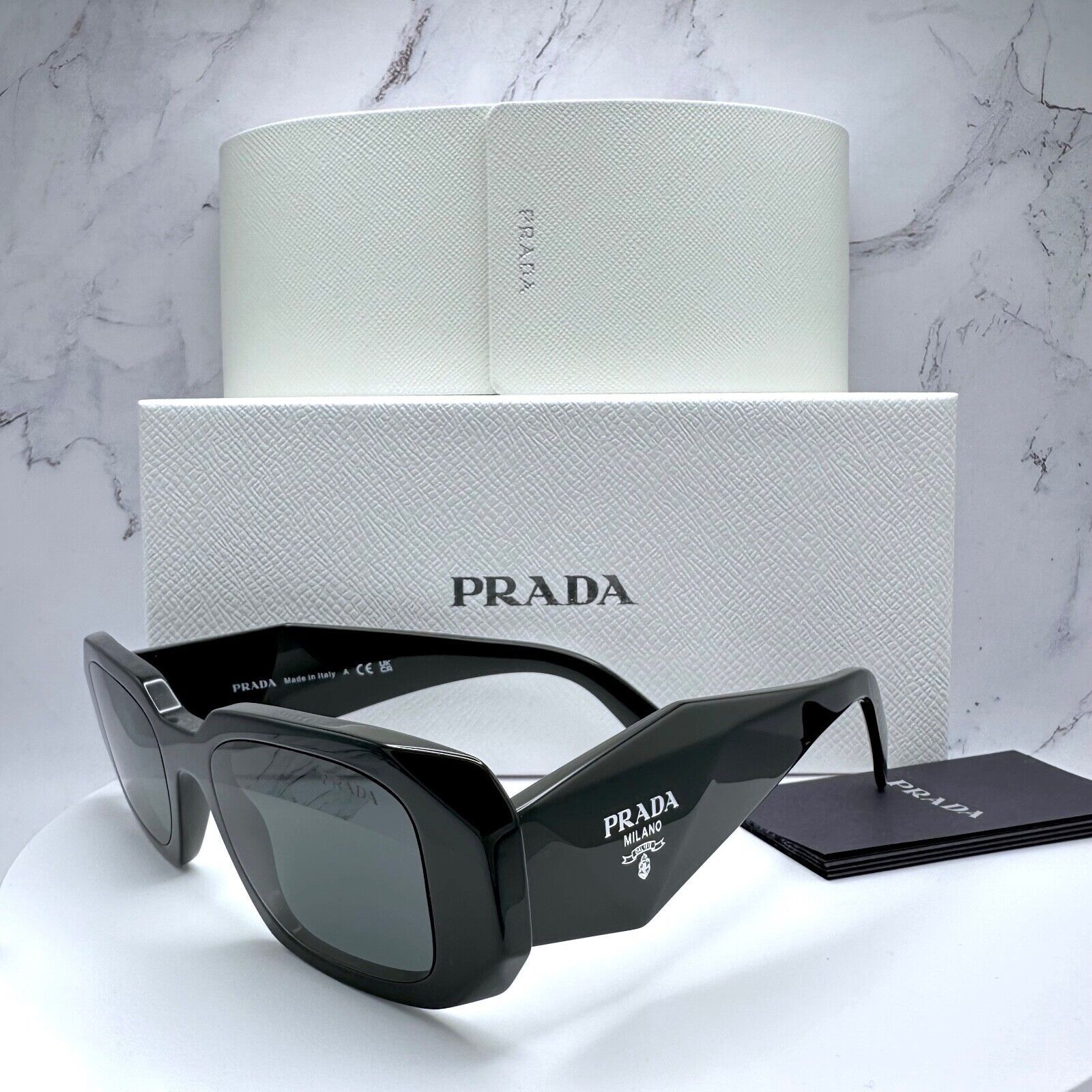 PRADA Sunglasses Black Acetate PR 17WS Symbole Authentic