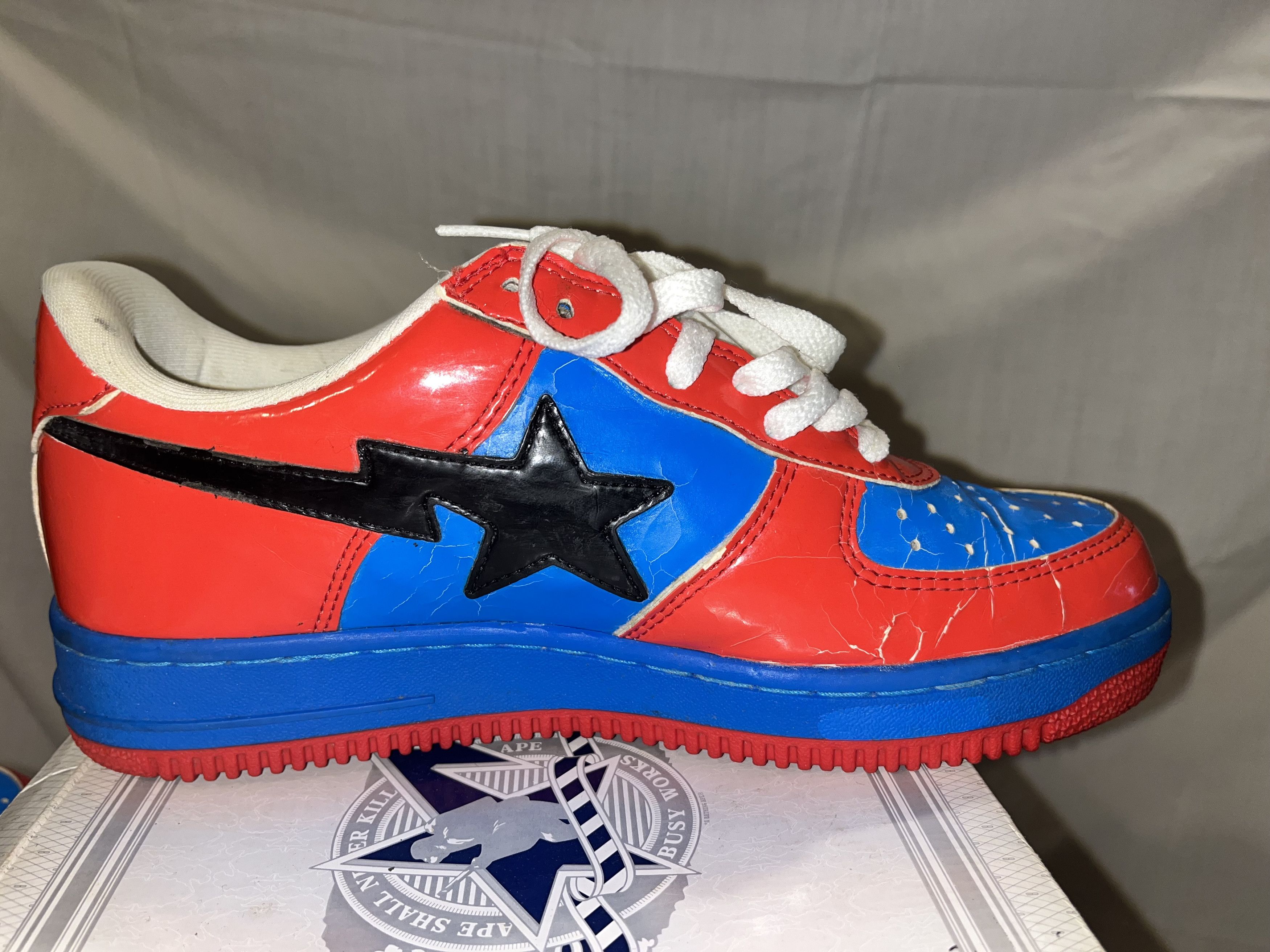 Bape Marvel x A Bathing Ape Spiderman Red/ Blue Bapesta Nigo Size US 8 / EU 41 - 7 Thumbnail