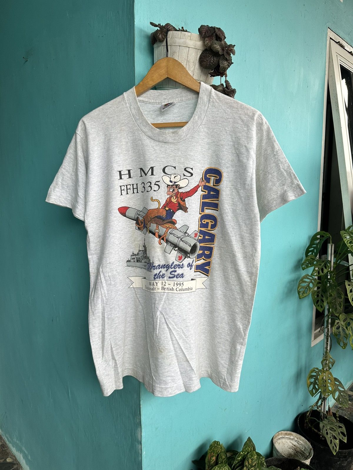 image of Army Of Me x Vintage 90's Calgary Hmsc Ffh 335 in Cot Grey, Men's (Size Medium)